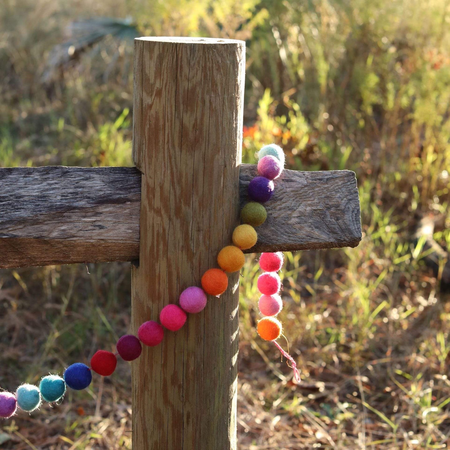 Felt Rainbow Pompom Ball Garland - Chickadees Wooden Toys