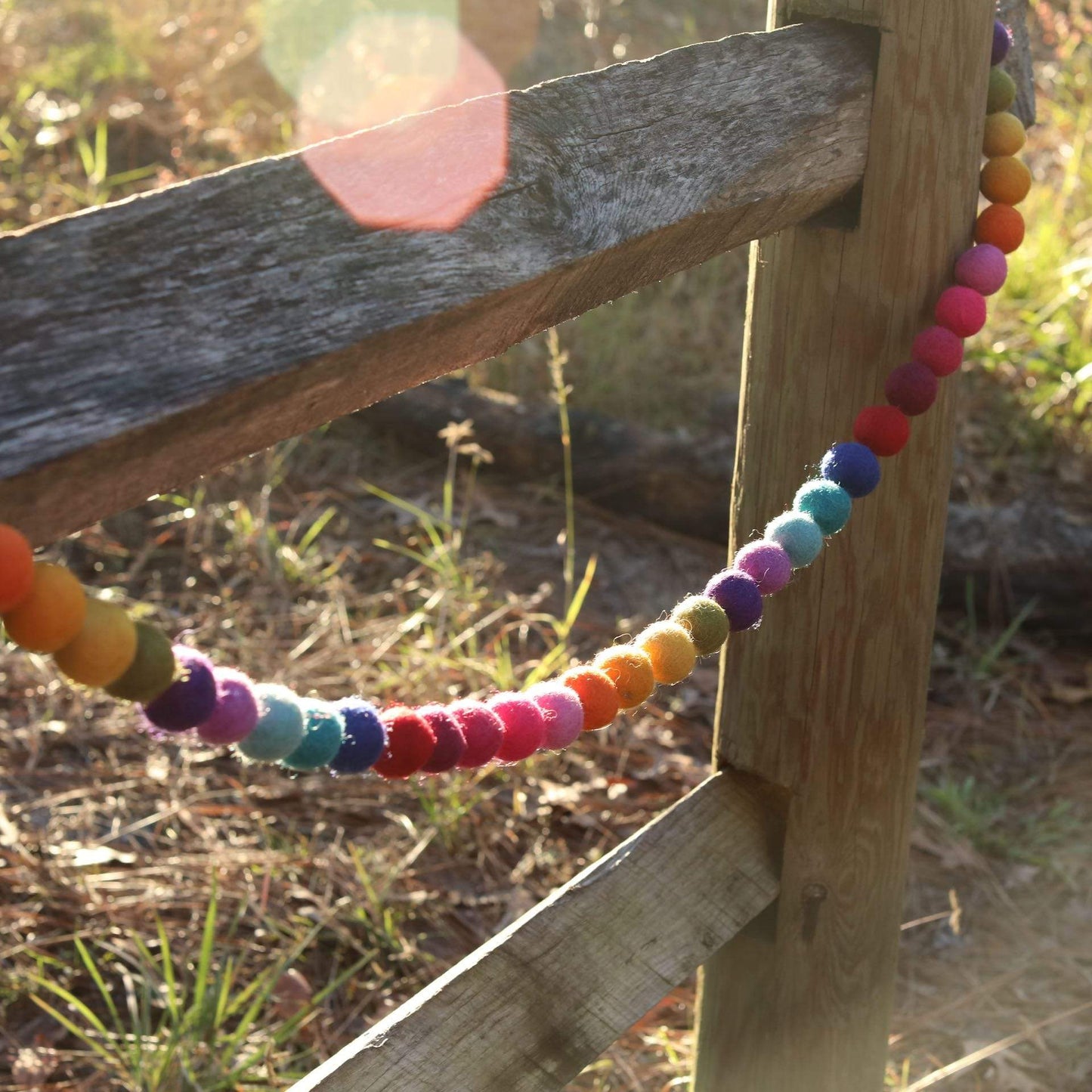 Felt Rainbow Pompom Ball Garland - Chickadees Wooden Toys