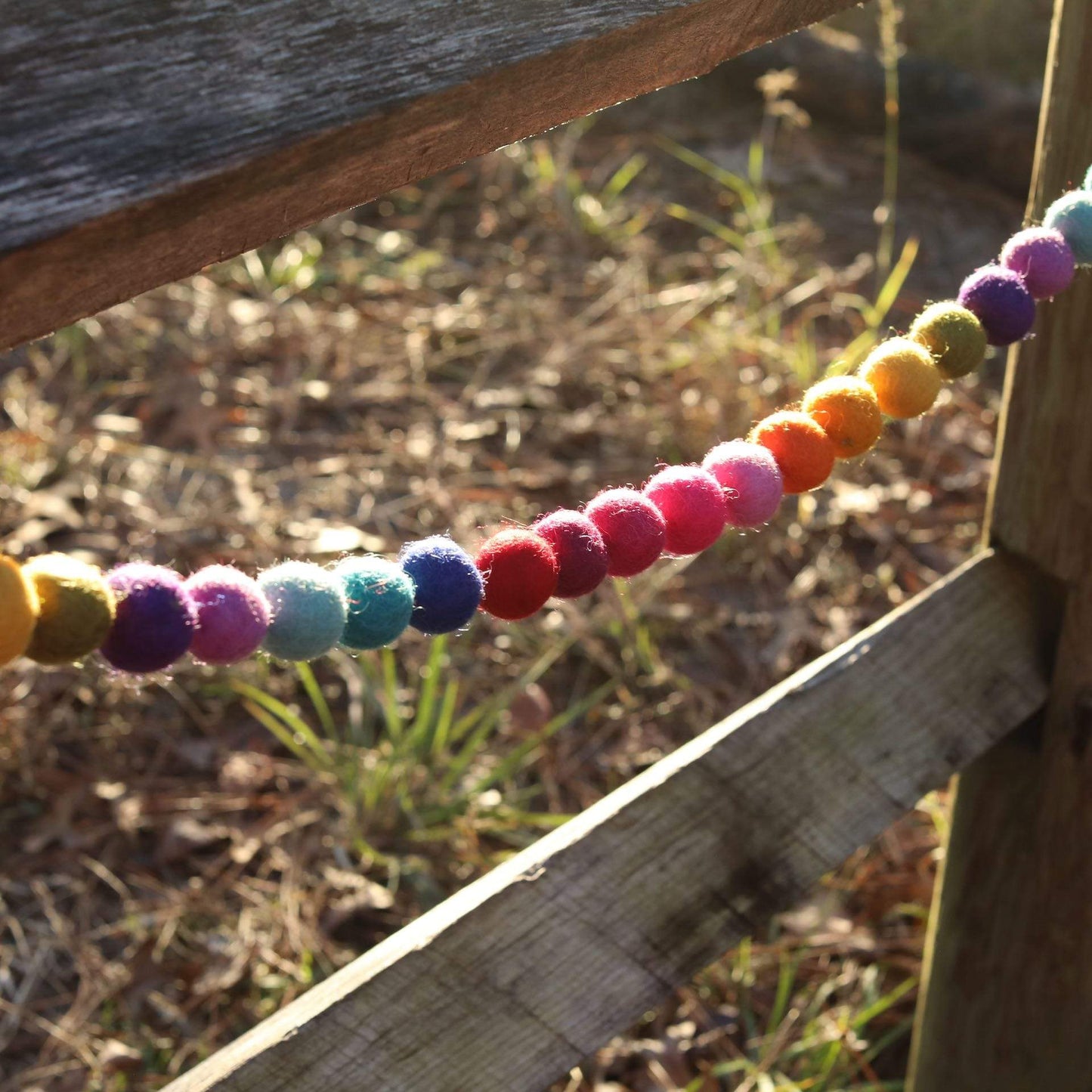 Felt Rainbow Pompom Ball Garland - Chickadees Wooden Toys