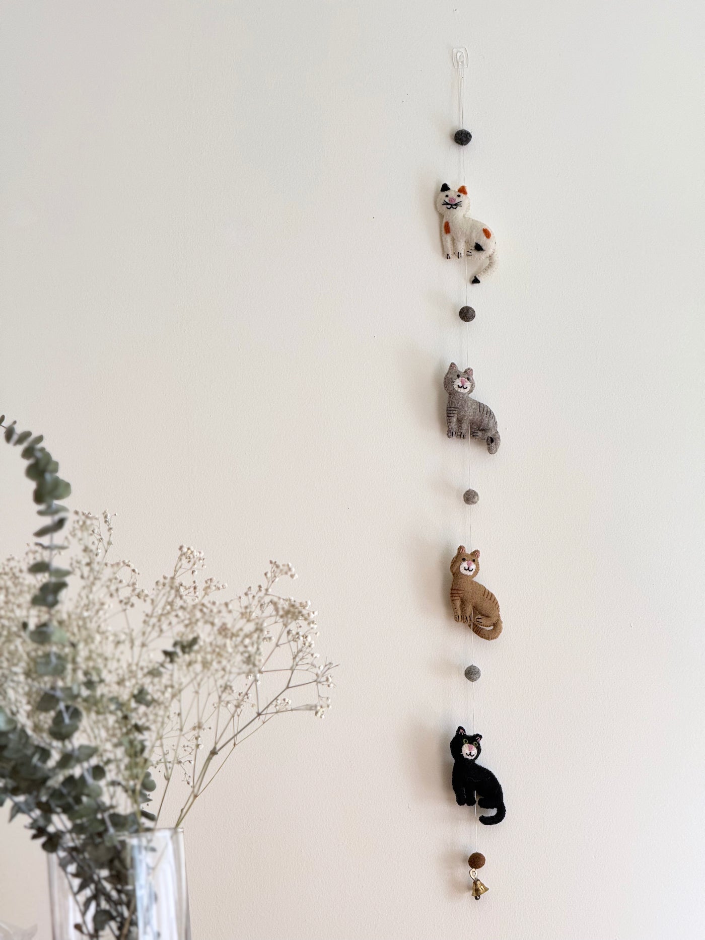 Felt Stitched Cat Garland - Chickadees Wooden Toys