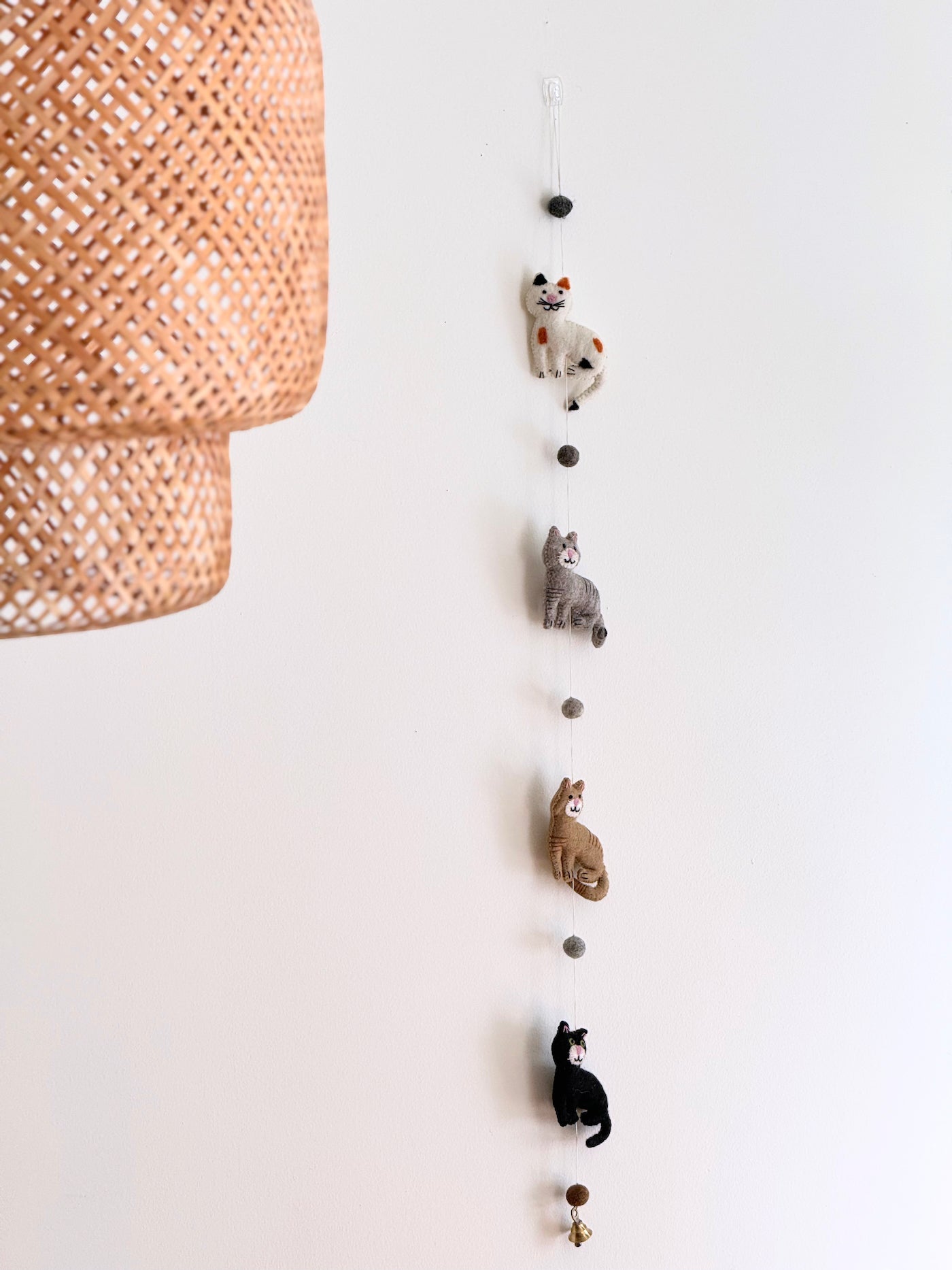 Felt Stitched Cat Garland - Chickadees Wooden Toys