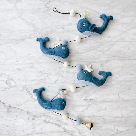 Felt Whale Garland - Chickadees Wooden Toys