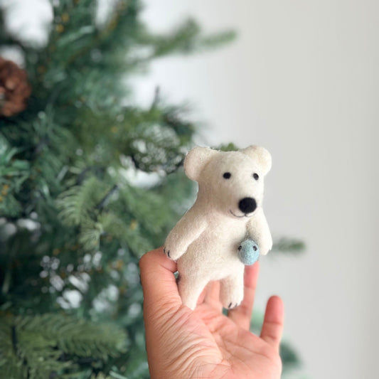 Finger Puppet: Polar Bear Catching a Fish - Chickadees Wooden Toys