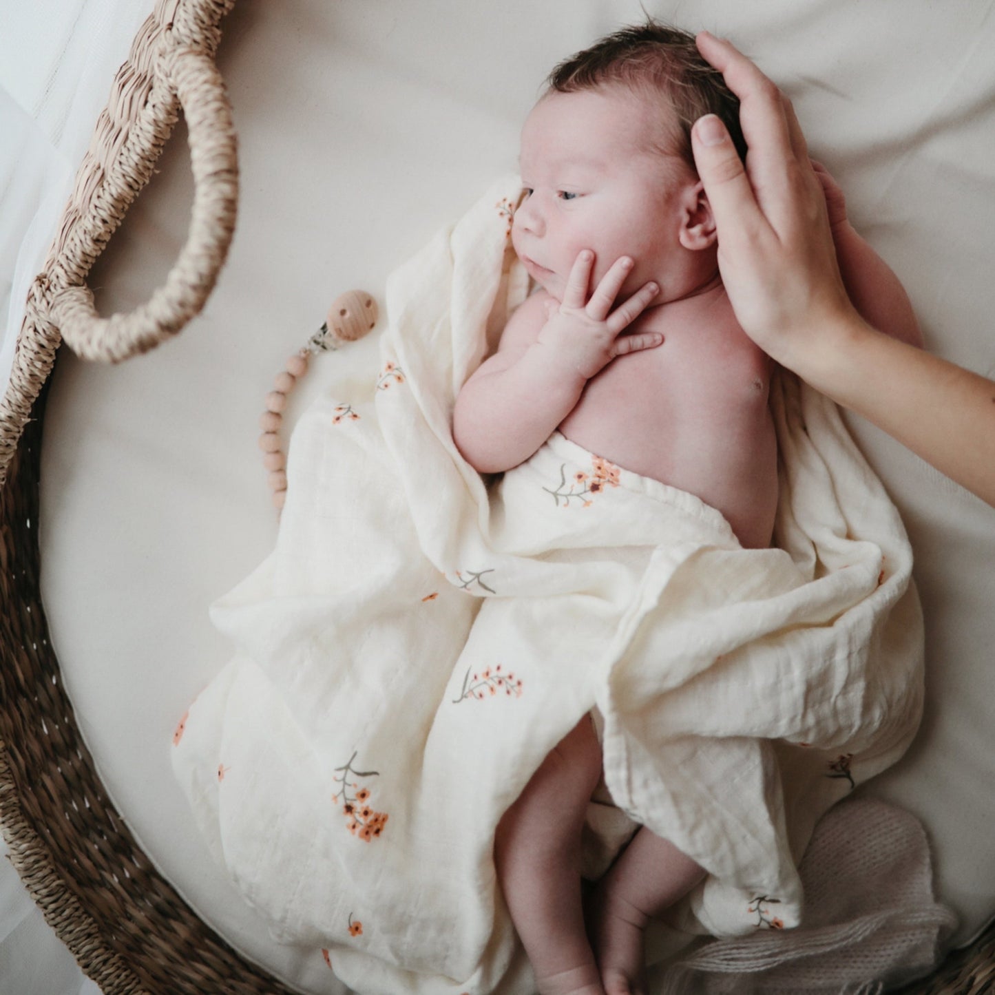 Organic Cotton Muslin Swaddle Blanket - Chickadees Wooden Toys