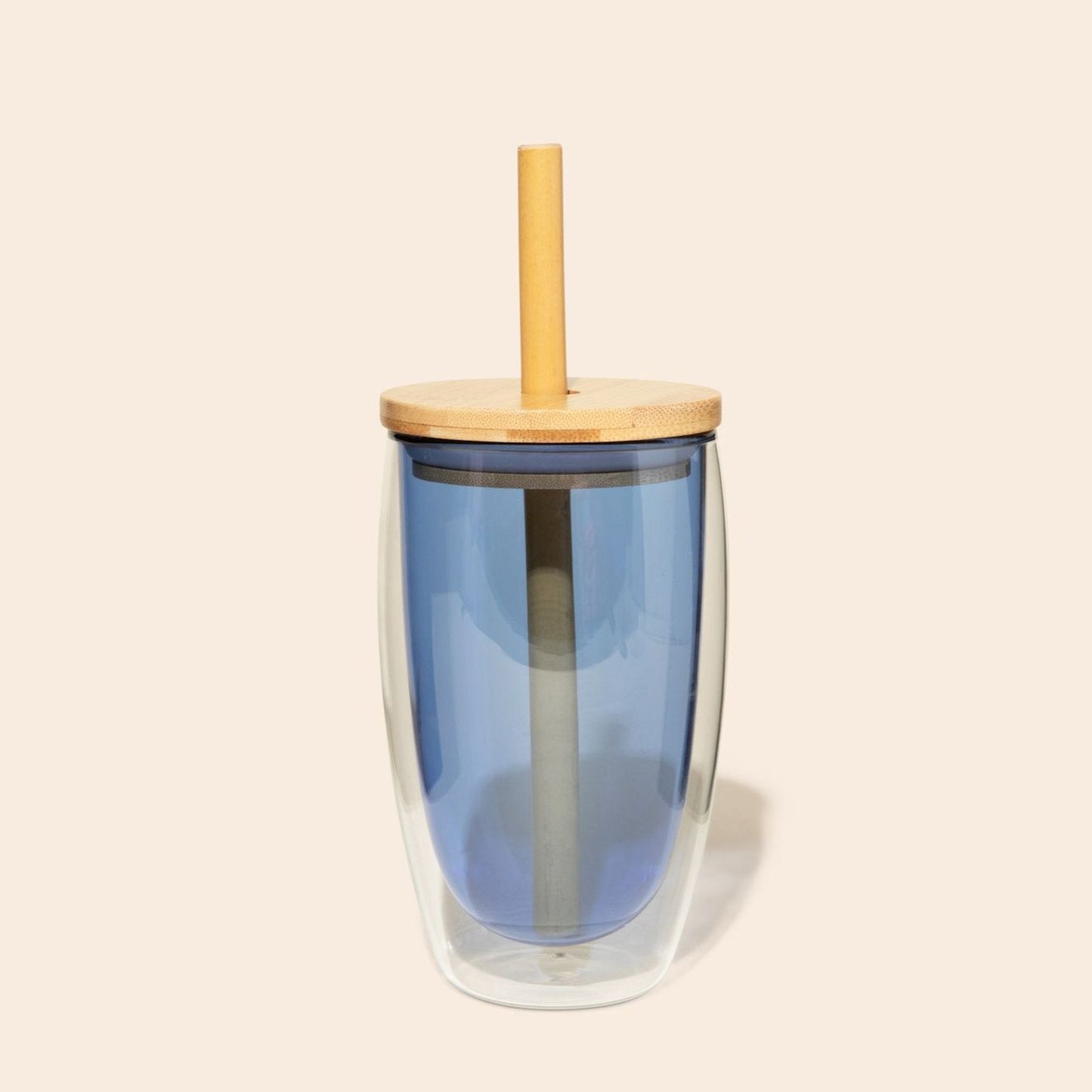 Double-Glass Cup With Bamboo Straw - Chickadees Wooden Toys
