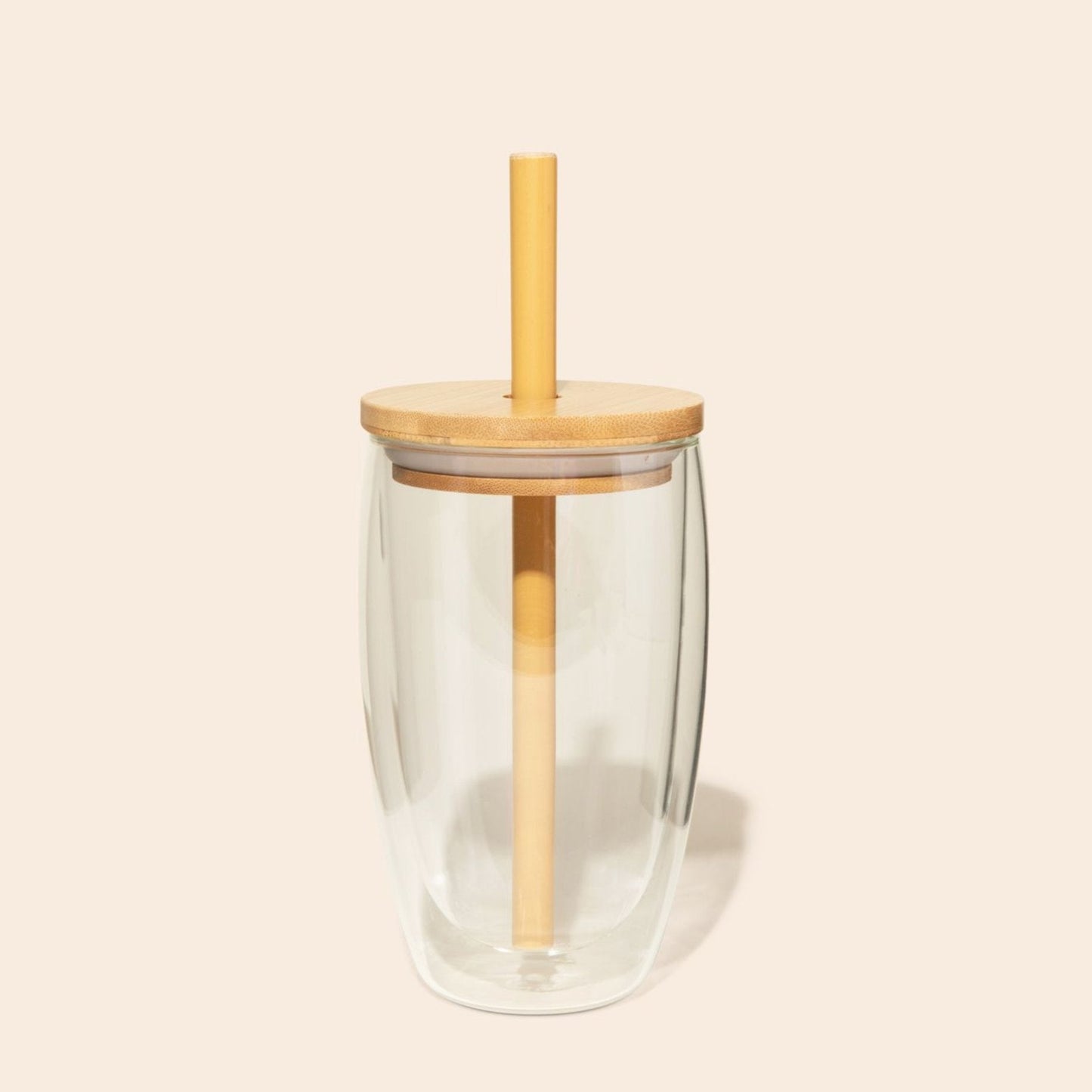 Double-Glass Cup With Bamboo Straw - Chickadees Wooden Toys