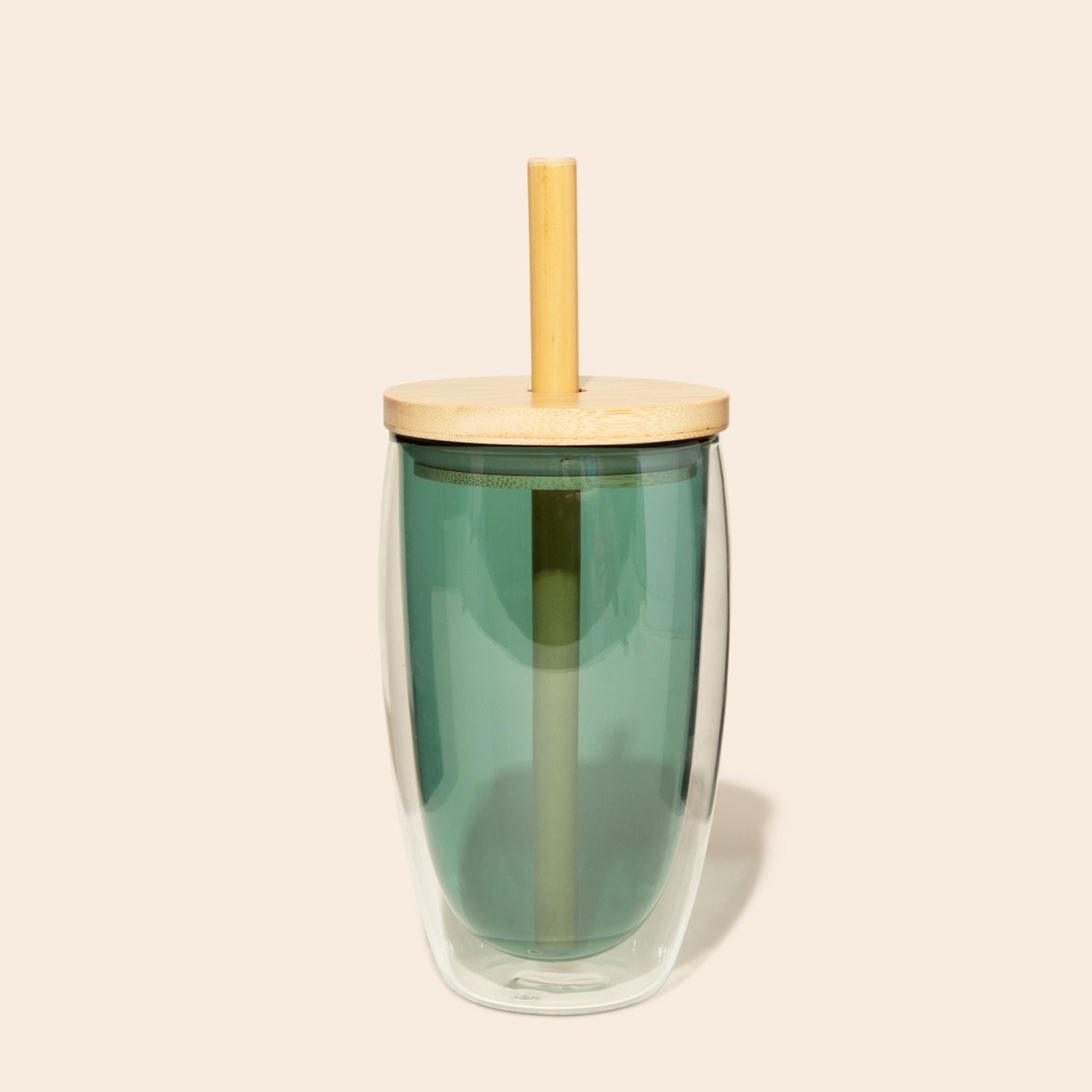 Double-Glass Cup With Bamboo Straw - Chickadees Wooden Toys