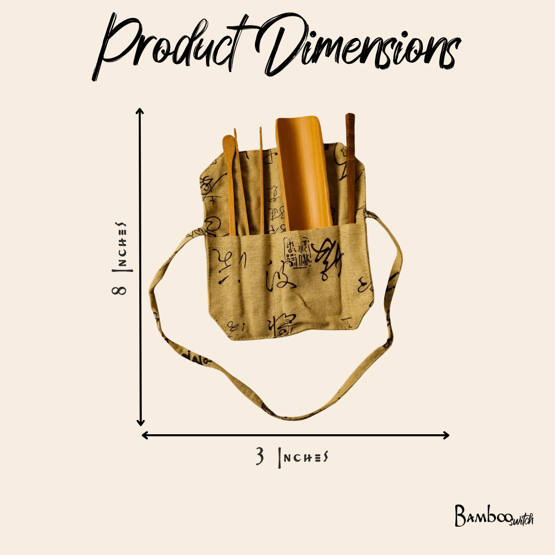 Gongfu Bamboo Tea Tools With Pouch - Chickadees Wooden Toys