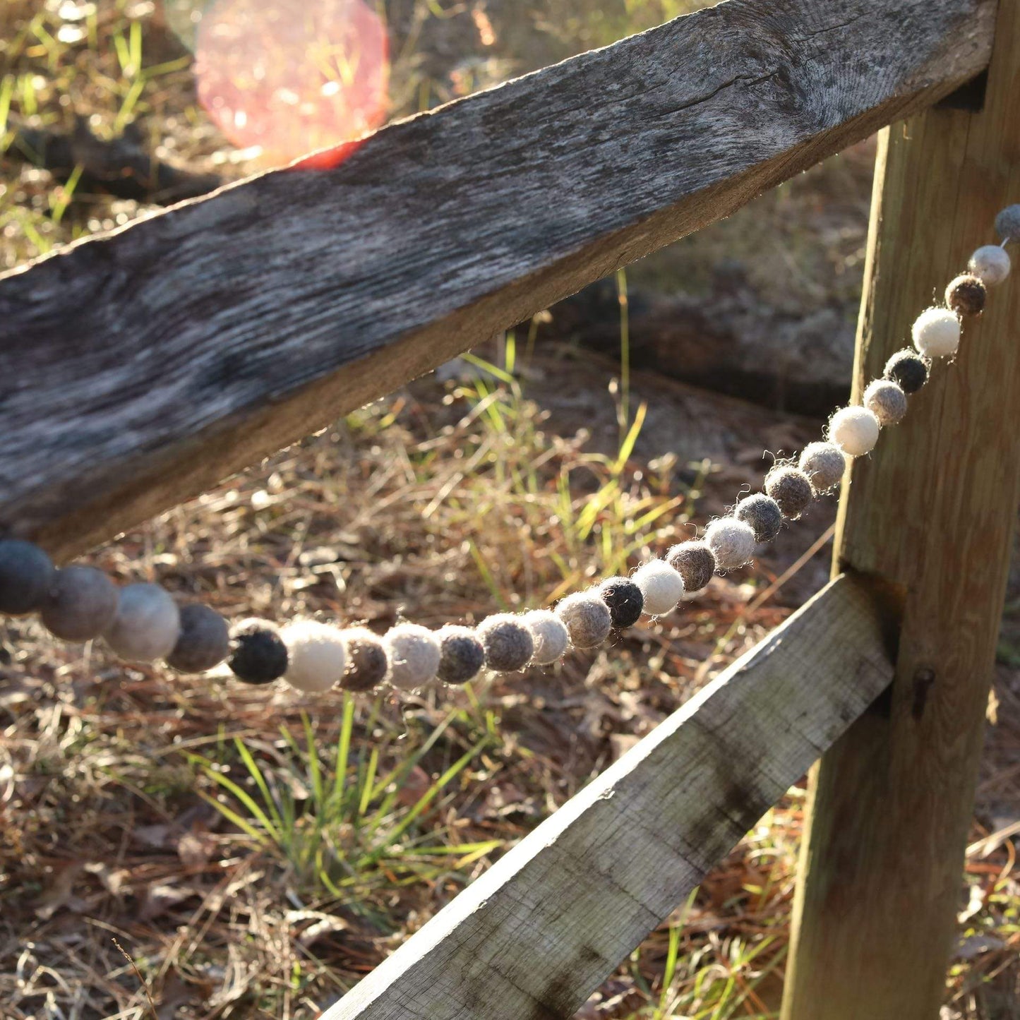 Gray Felt Ball Garland - Chickadees Wooden Toys