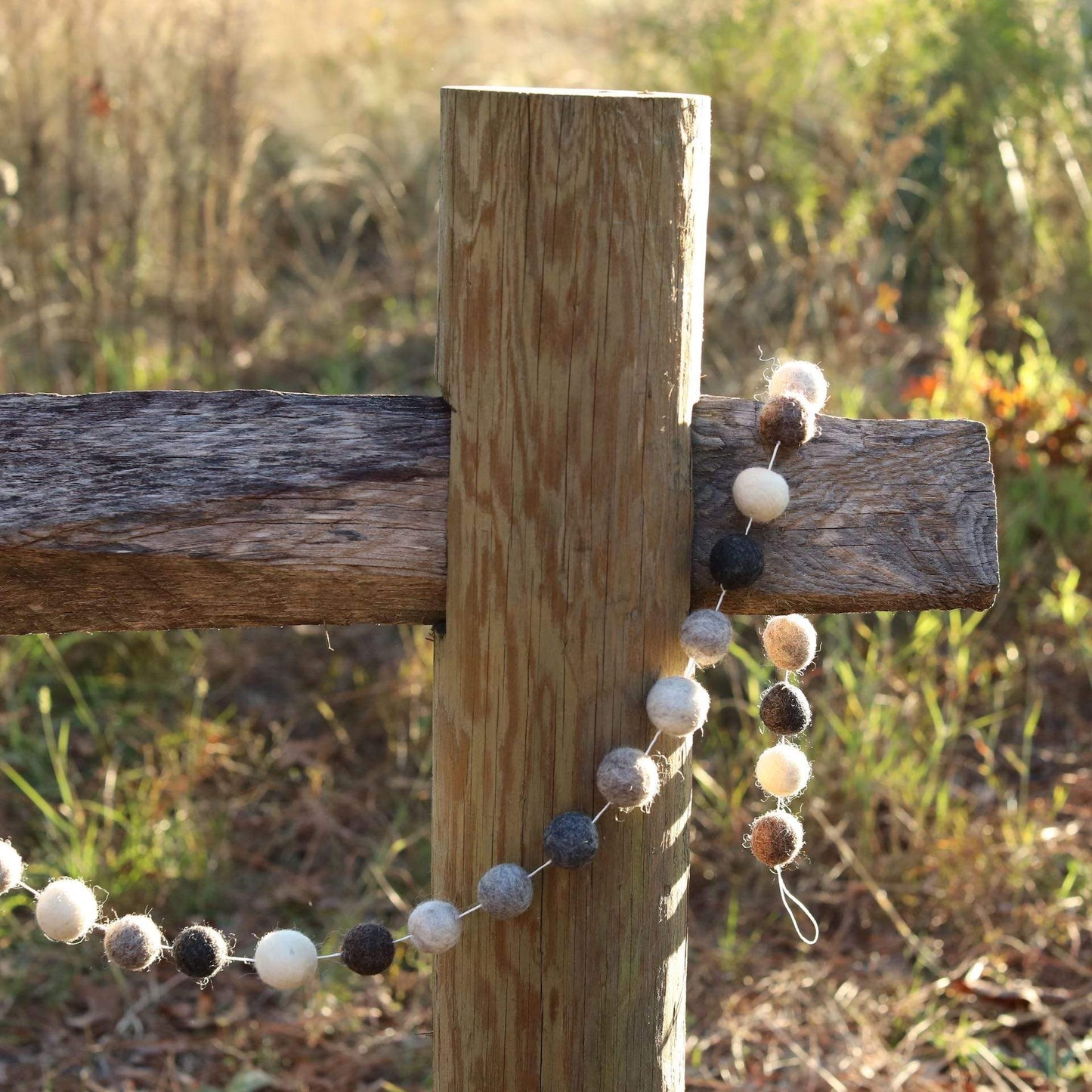 Gray Felt Ball Garland - Chickadees Wooden Toys