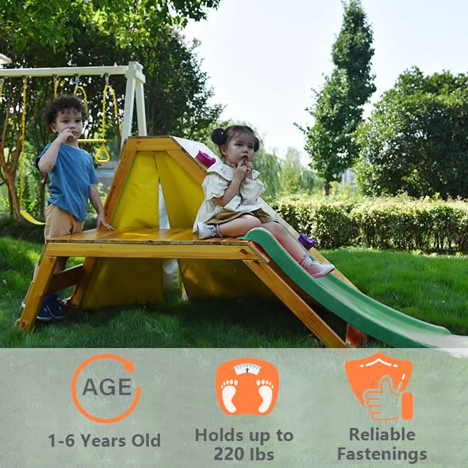 Palm - 5-in-1 Outdoor and Indoor Playground Playset - Chickadees Wooden Toys