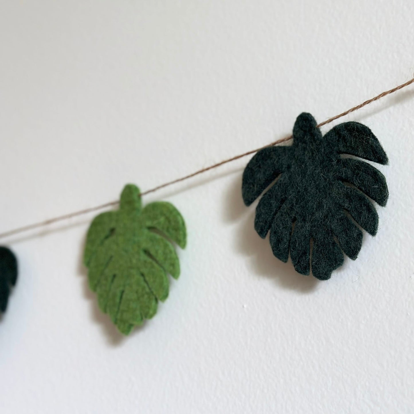 Greenish Monstera Leaf Garland: Nature-Inspired Decor - Chickadees Wooden Toys