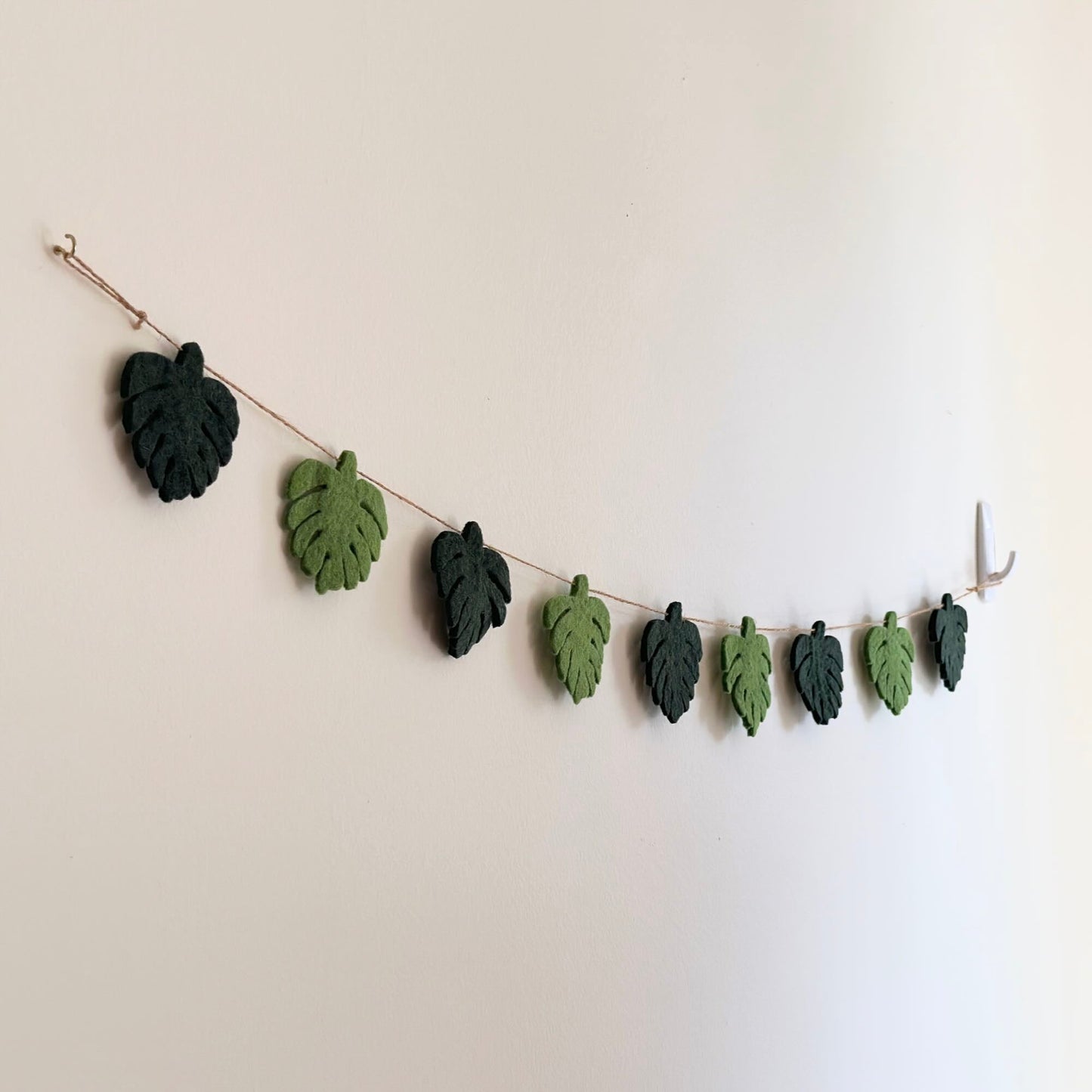 Greenish Monstera Leaf Garland: Nature-Inspired Decor - Chickadees Wooden Toys