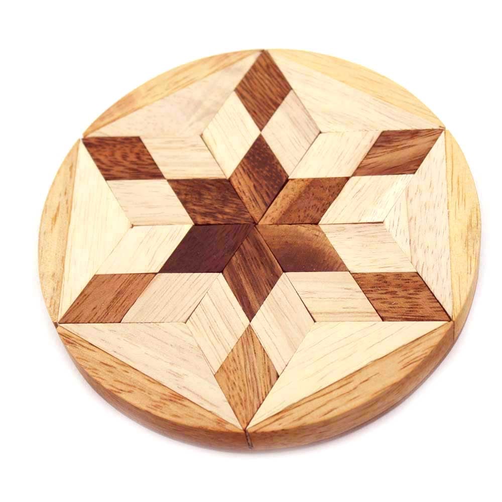 Hexagram Puzzle - Chickadees Wooden Toys