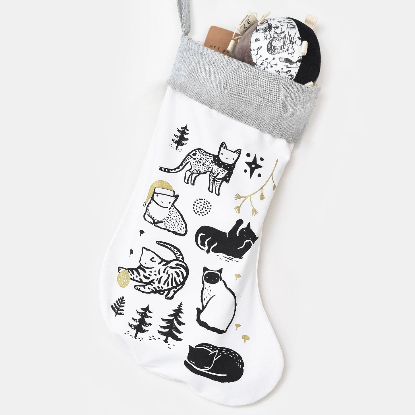 Festive Cats Stocking - Chickadees Wooden Toys