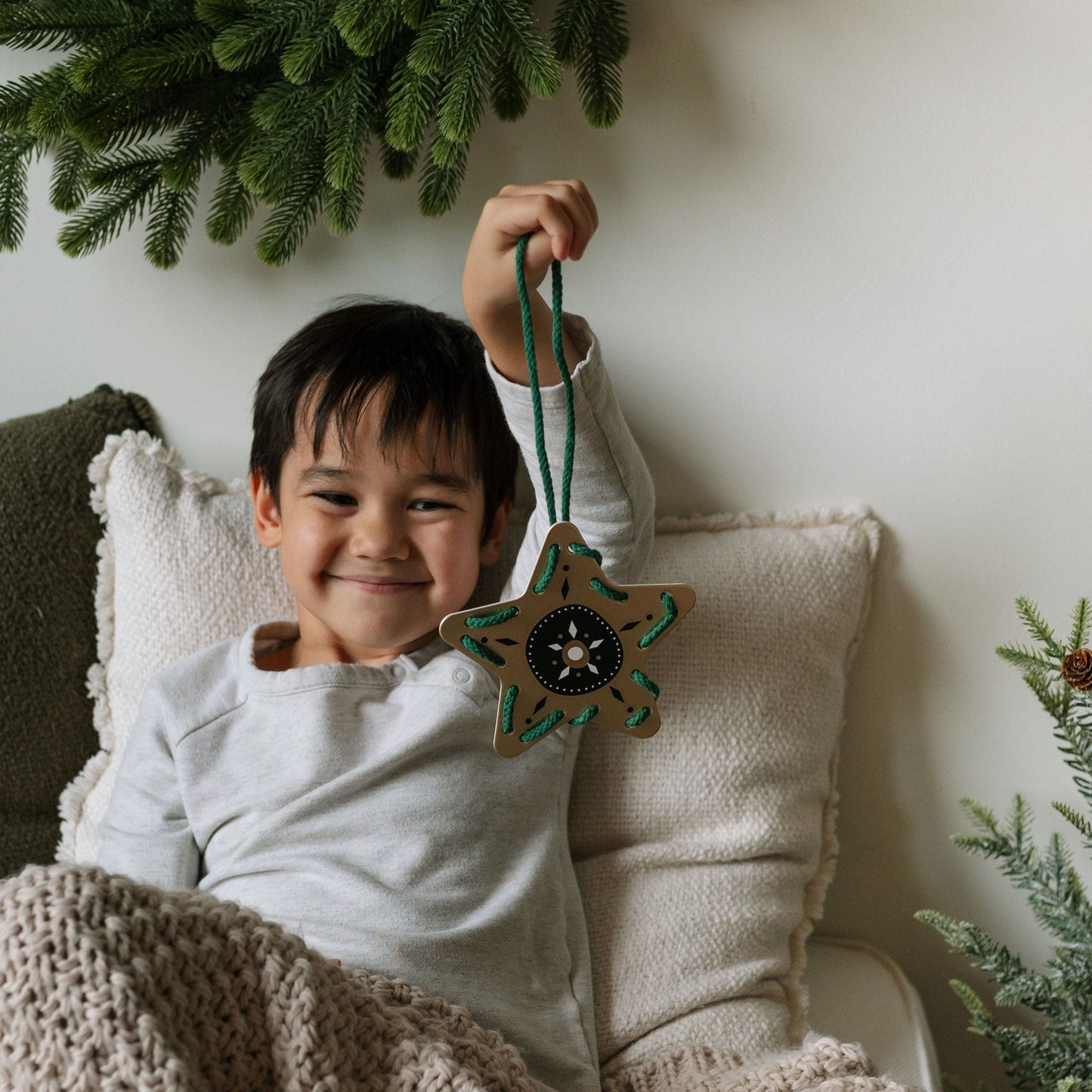 Festive Fun Lacing Ornaments - Chickadees Wooden Toys