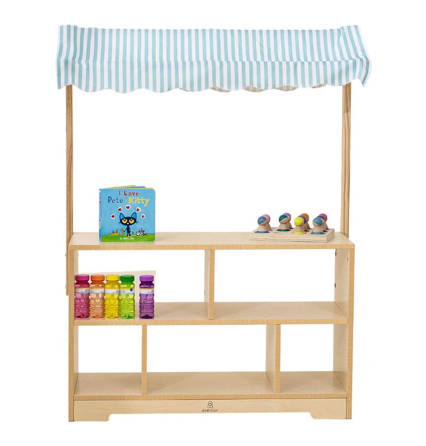 Holly Wooden Market Stand – Kids’ Pretend Play Shop & Display Shelf - Chickadees Wooden Toys