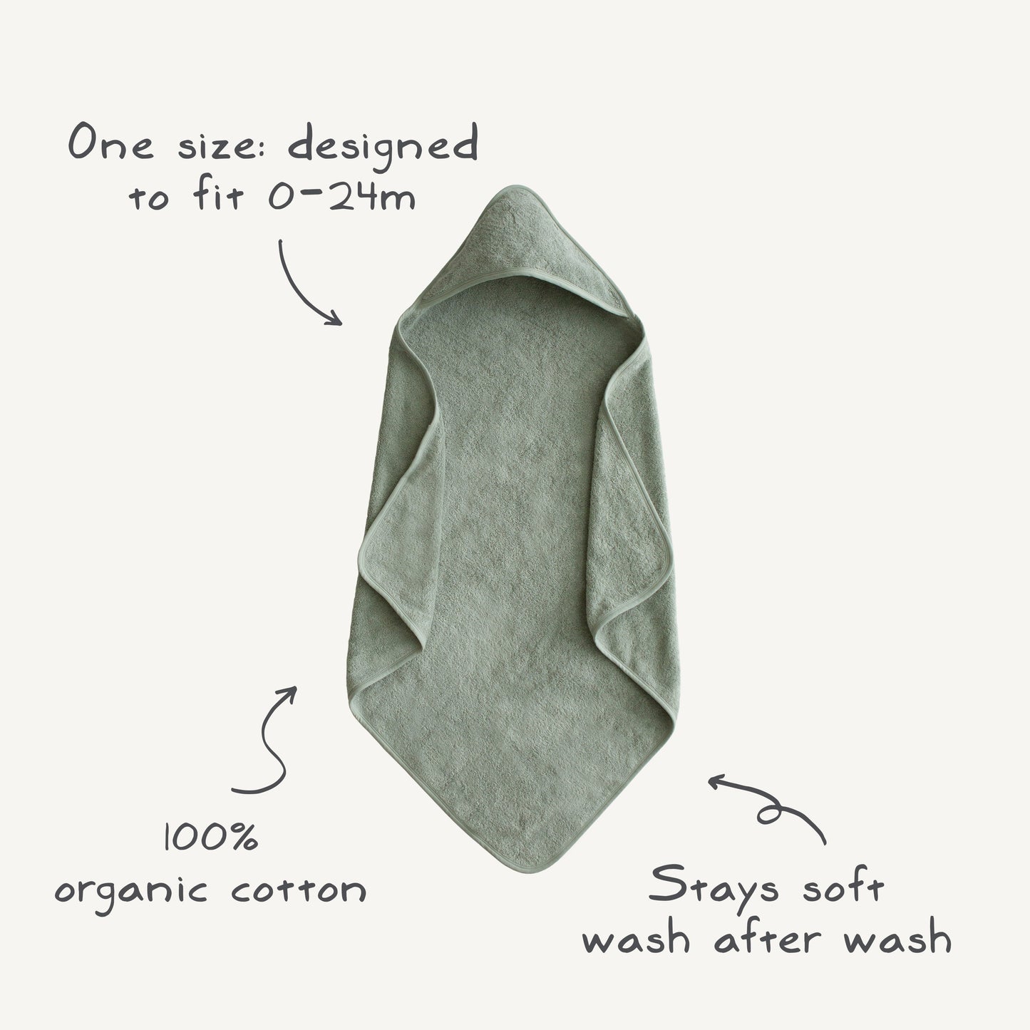 Organic Cotton Baby Hooded Towel - Chickadees Wooden Toys