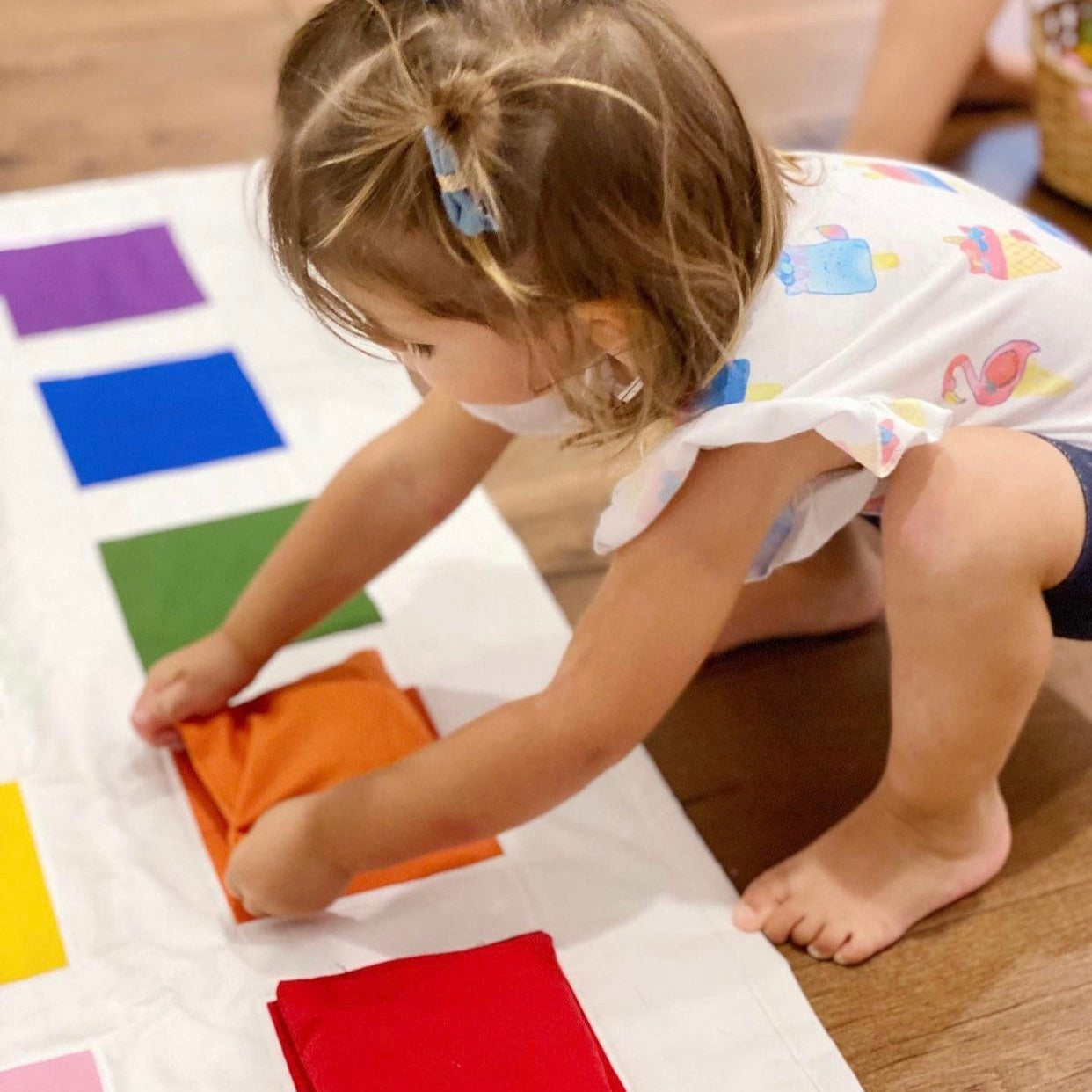 Quilted Color Block Mat & Matching Beanbags - Chickadees Wooden Toys