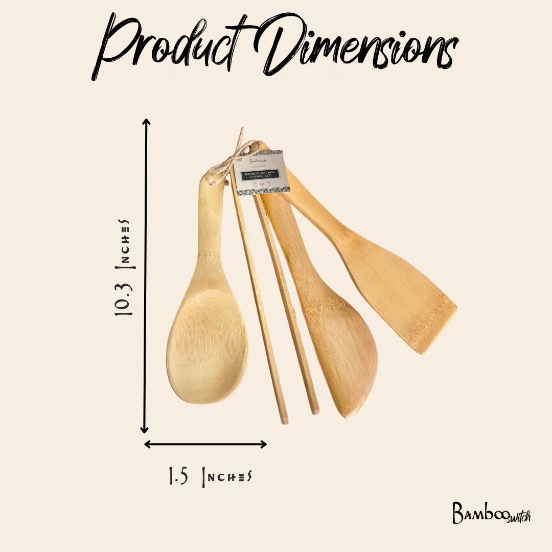 Bamboo Kitchen Utensil Set | 4 Pieces