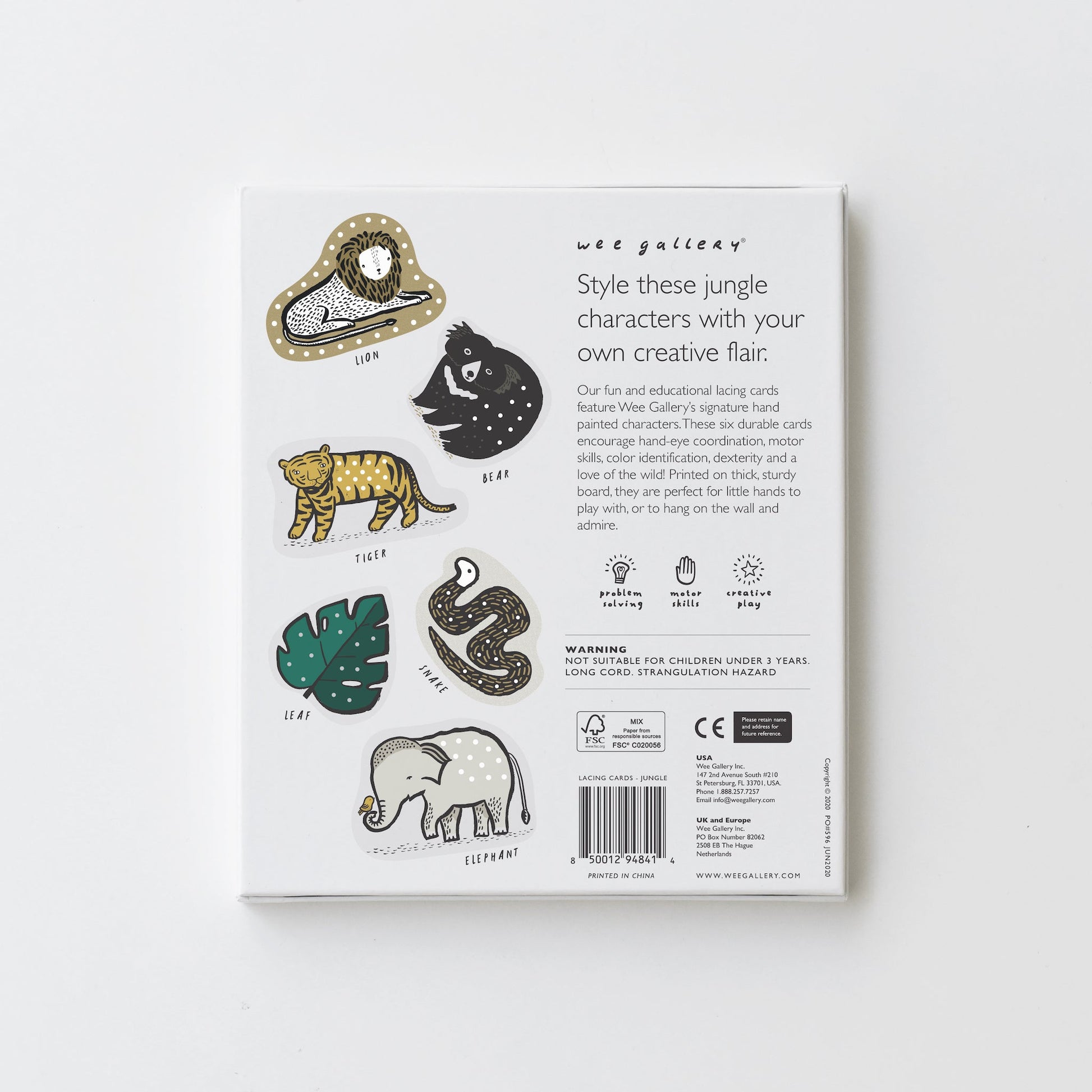Lacing Cards - Jungle Animals - Chickadees Wooden Toys