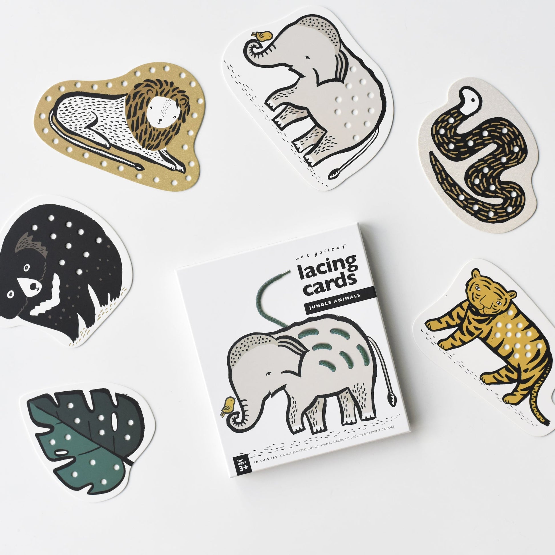 Lacing Cards - Jungle Animals - Chickadees Wooden Toys