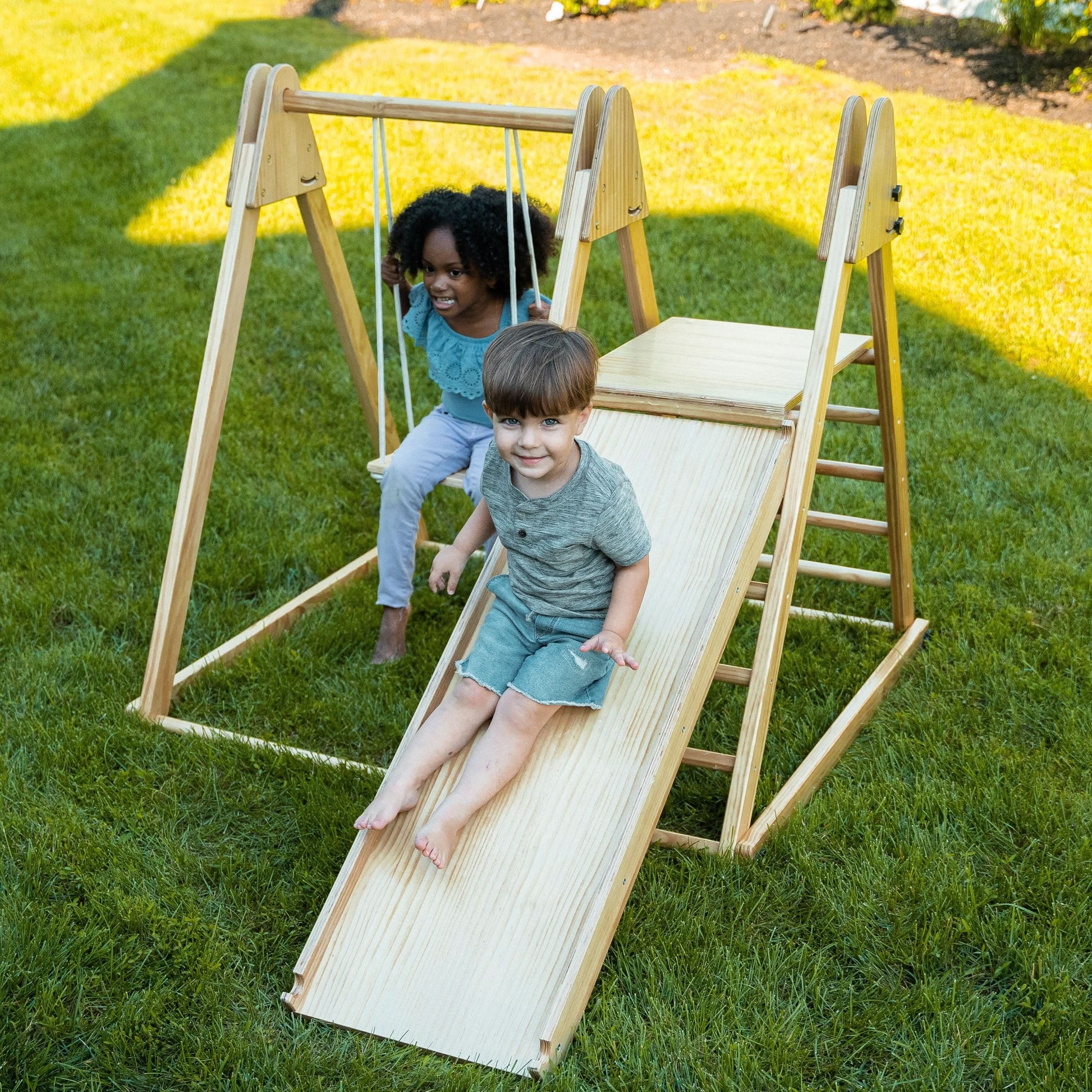 Juniper Folding Indoor & Outdoor Playset | Wooden Climber for Toddlers - Chickadees Wooden Toys