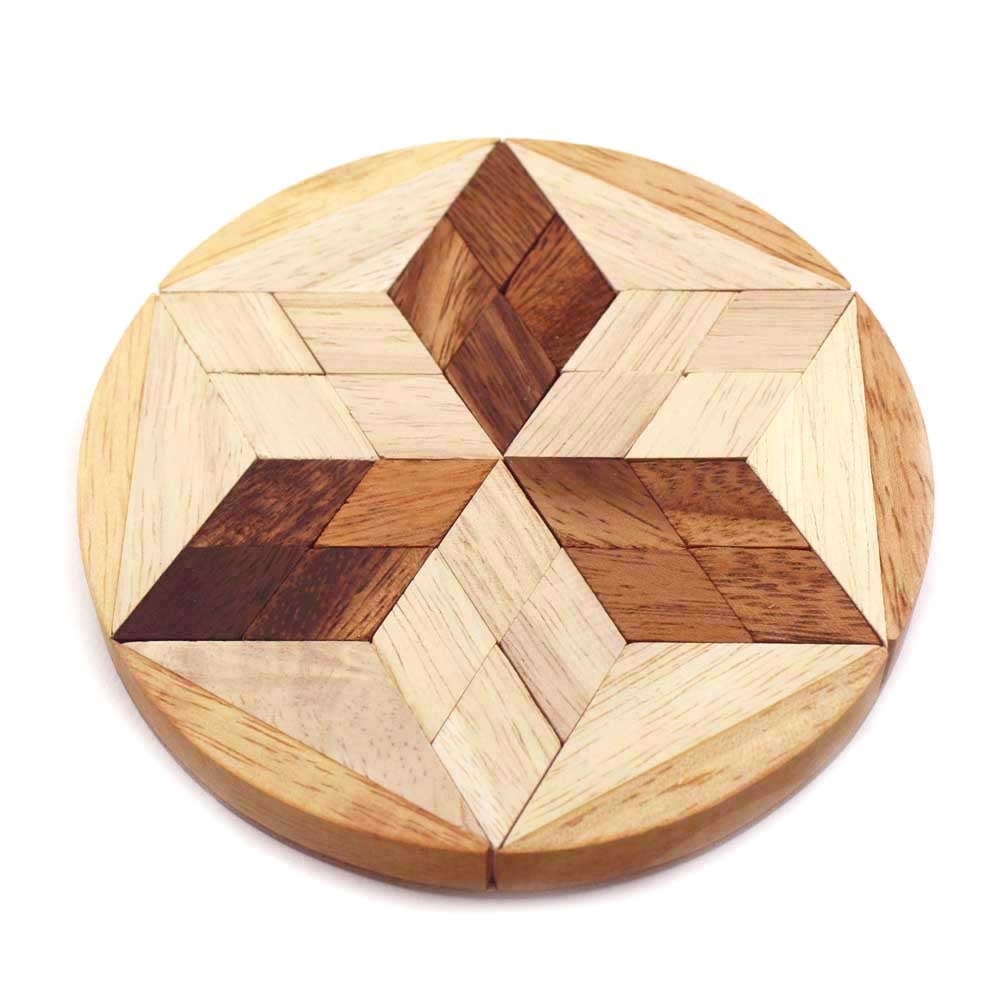 Hexagram Puzzle - Chickadees Wooden Toys
