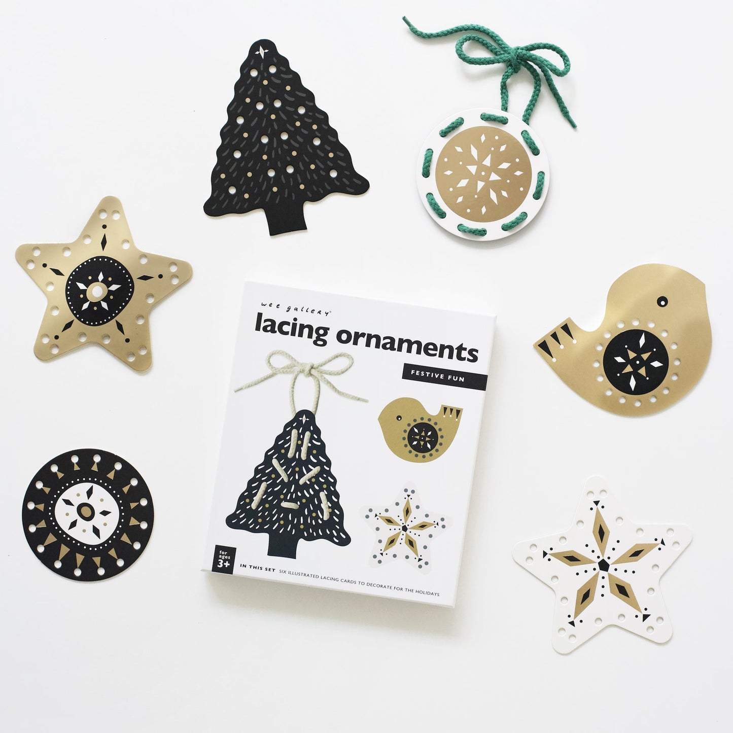 Festive Fun Lacing Ornaments - Chickadees Wooden Toys