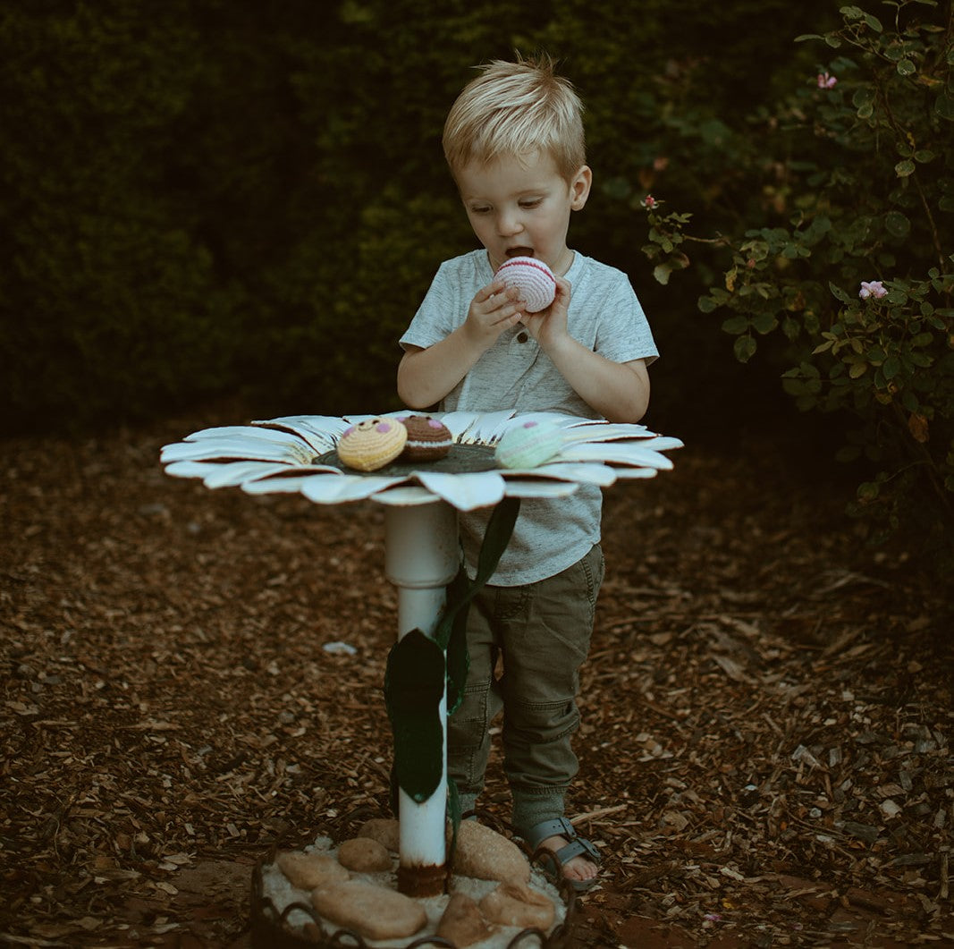 Friendly Macaron Cookie Rattle - Chickadees Wooden Toys