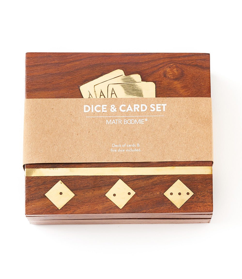 Game Night Box (5 Dice, Playing Cards) - Handcrafted Wood - Chickadees Wooden Toys