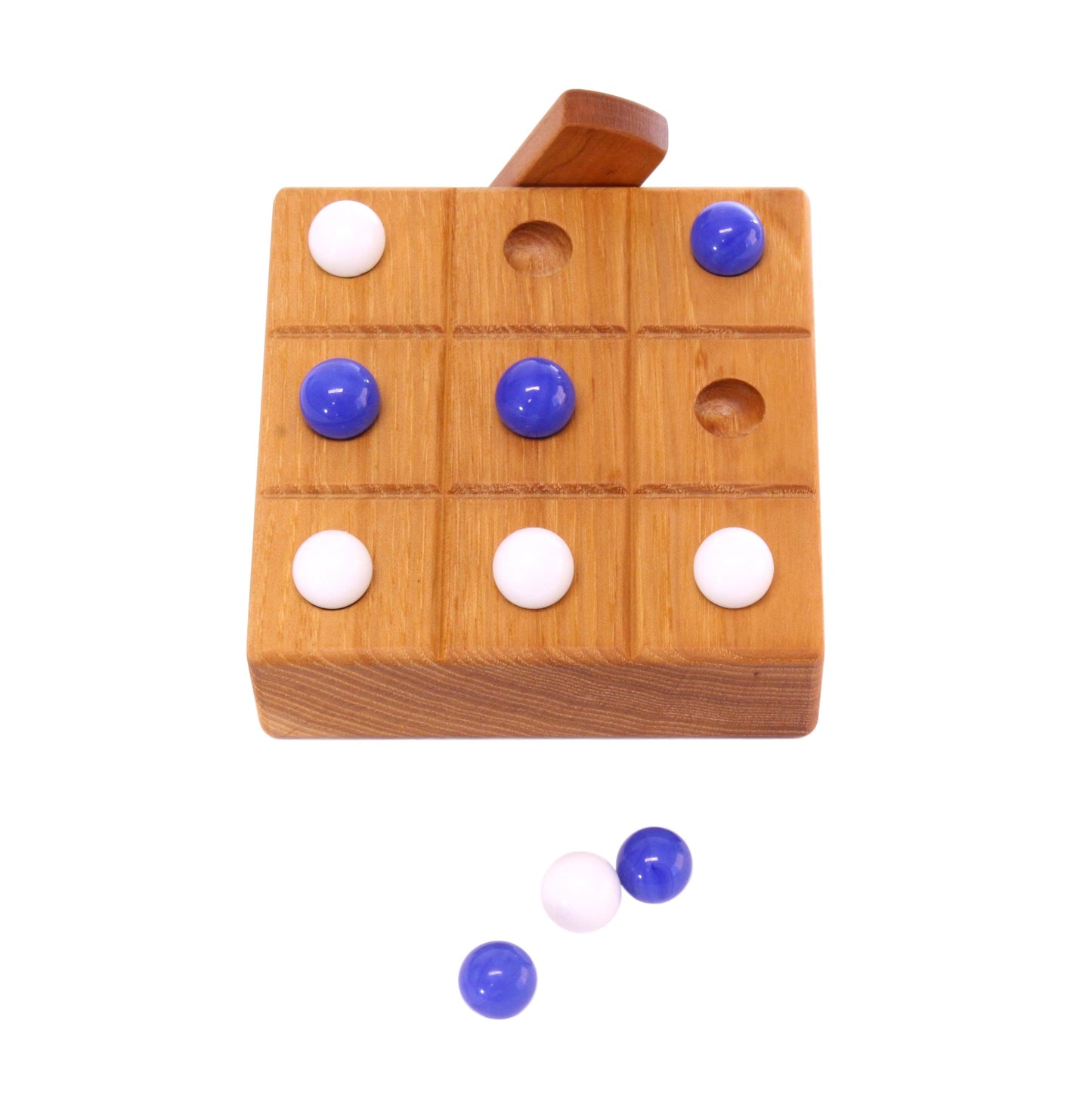 Wooden Marble Tic Tac Toe Game with Built-in Storage for Marbles - Chickadees Wooden Toys