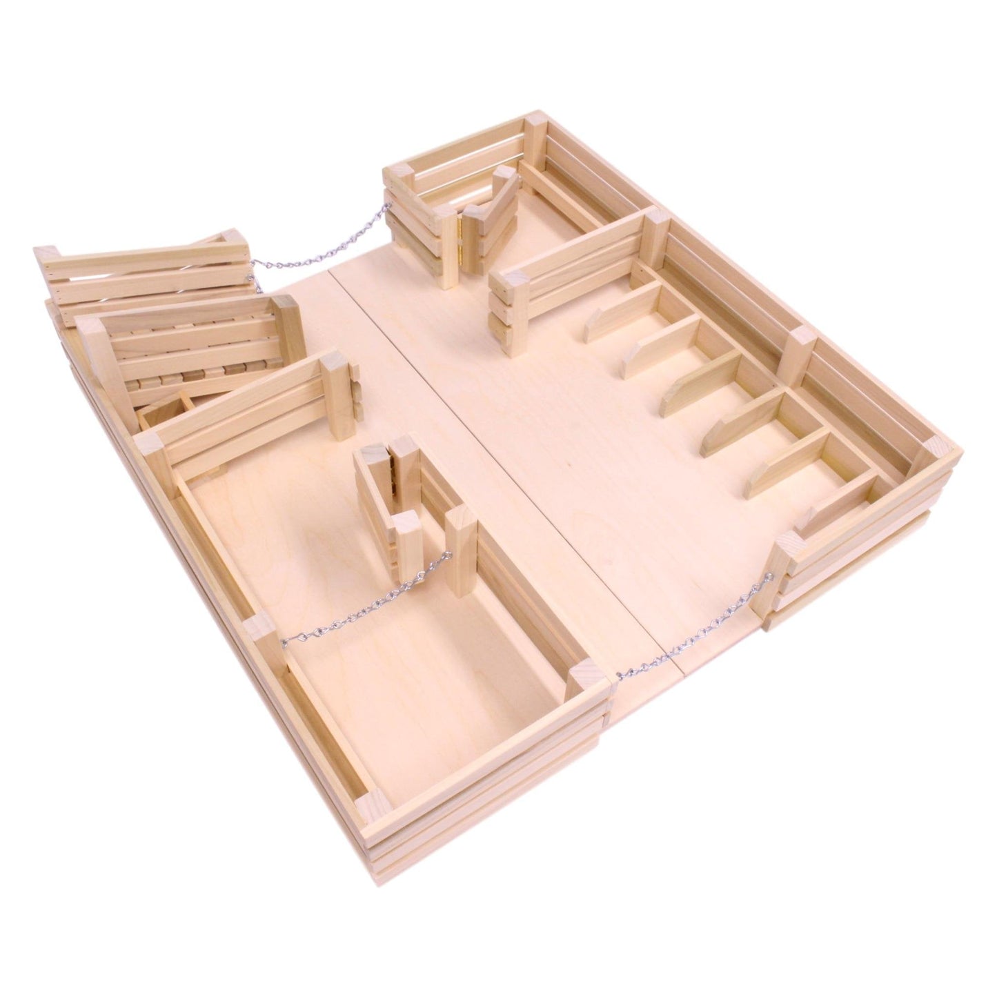 Amish-Made Wooden Folding Stock Yard Farm Toy, Unfinished - Chickadees Wooden Toys