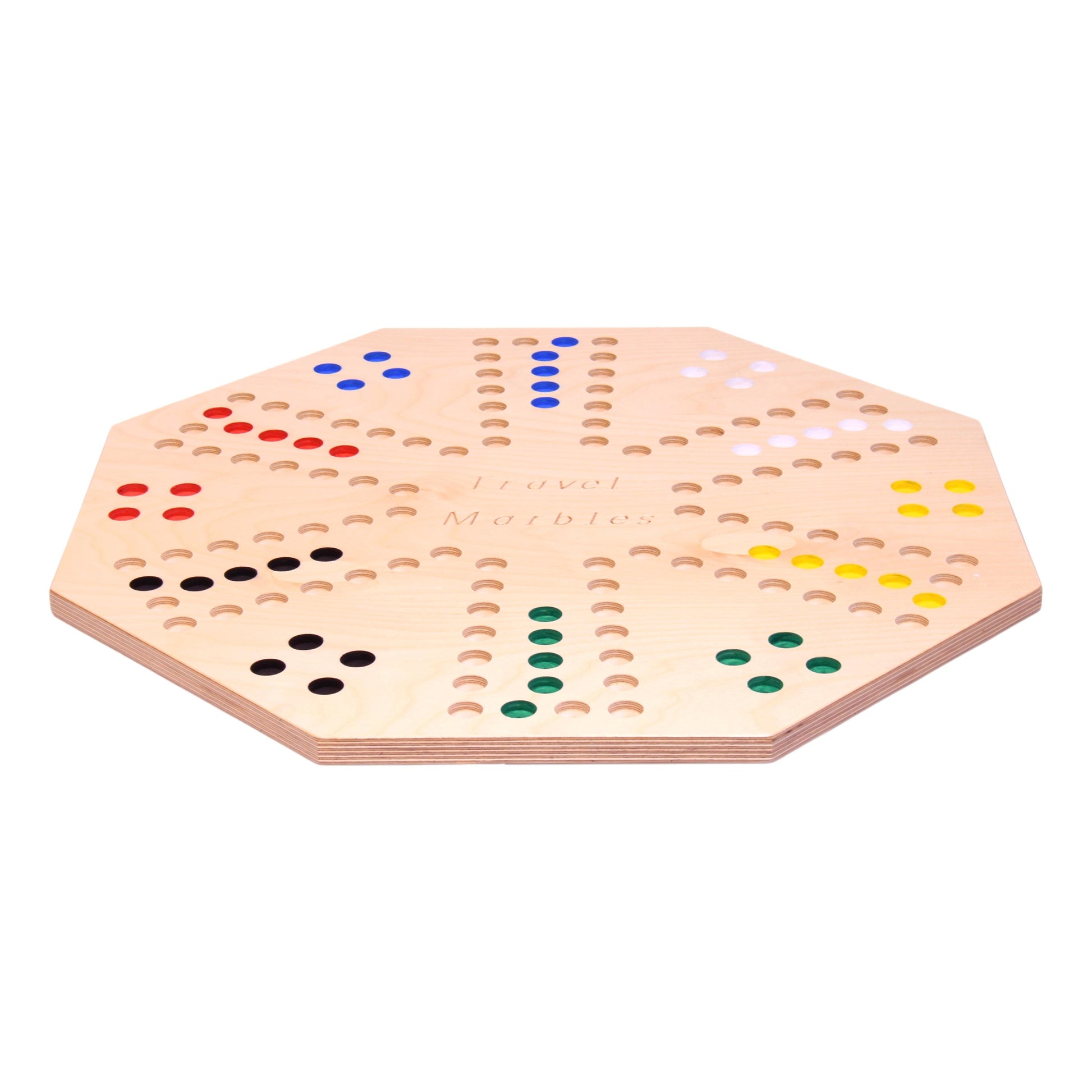 Travel Marble Chase Board Game Set, Double-Sided 23" Wide Board - Chickadees Wooden Toys