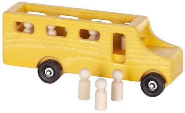 Amish-Made Wooden School Bus Toy, Child Safe Finish - Chickadees Wooden Toys