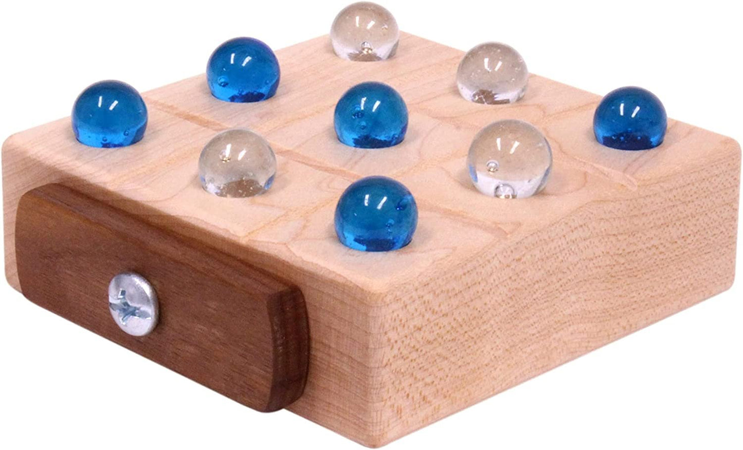 Wooden Marble Tic Tac Toe Game with Built-in Storage for Marbles - Chickadees Wooden Toys
