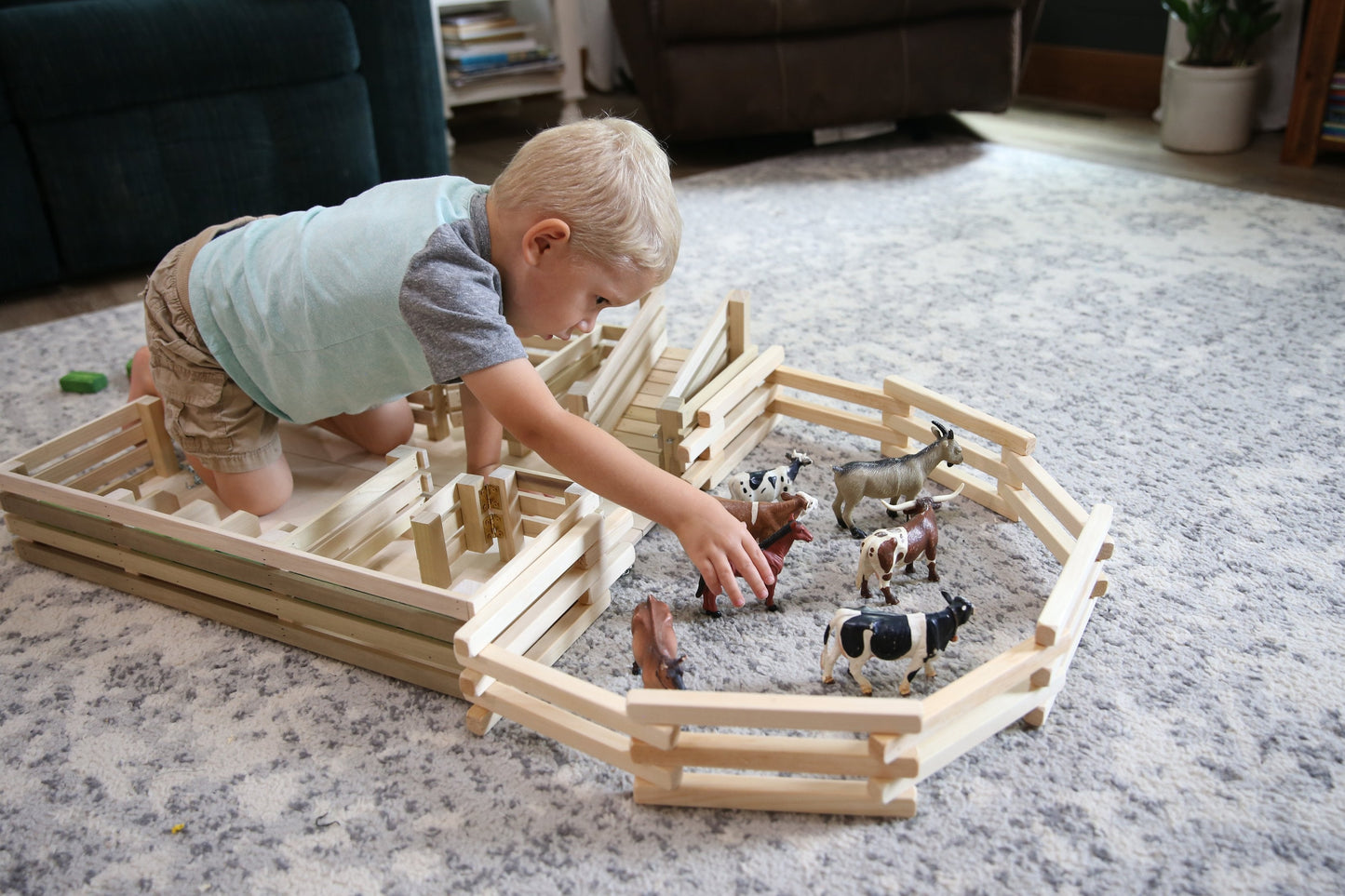 Amish-Made Wooden Folding Stock Yard Farm Toy, Unfinished - Chickadees Wooden Toys