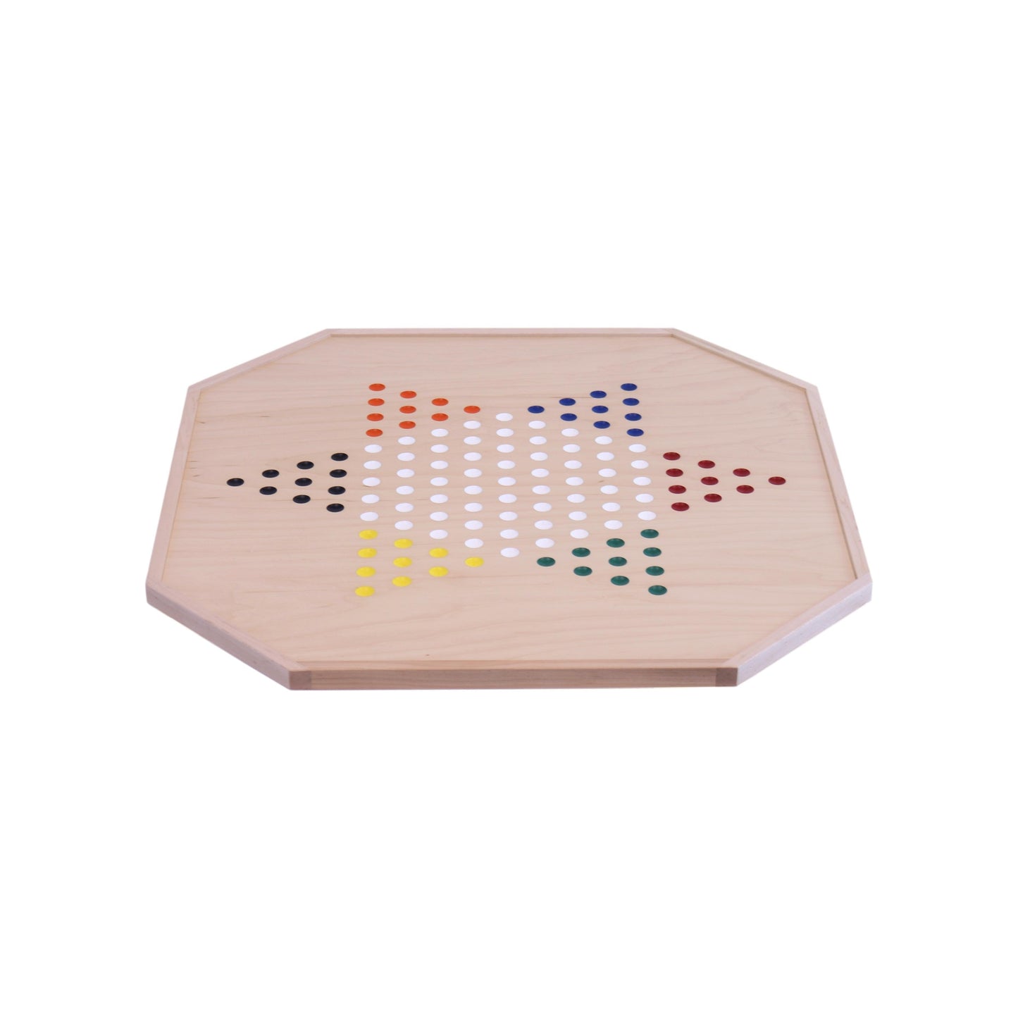 Aggravation and Chinese Checkers Combo Game Board Set - 25" Wide - Maple Wood - with Large 1" Marbles and Dice - Chickadees Wooden Toys