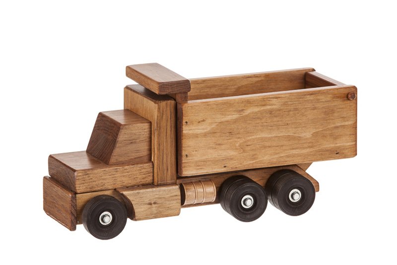 Amish-Made Wooden Toy Dump Truck, Kid-Safe Finish - Chickadees Wooden Toys