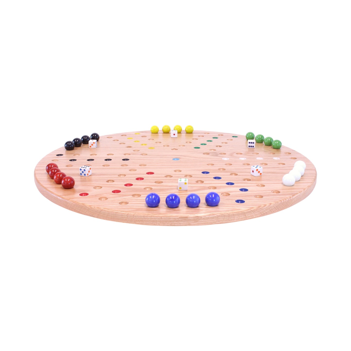 Round Aggravation Game Board Set - Solid Oak Wood - Double-Sided - Chickadees Wooden Toys