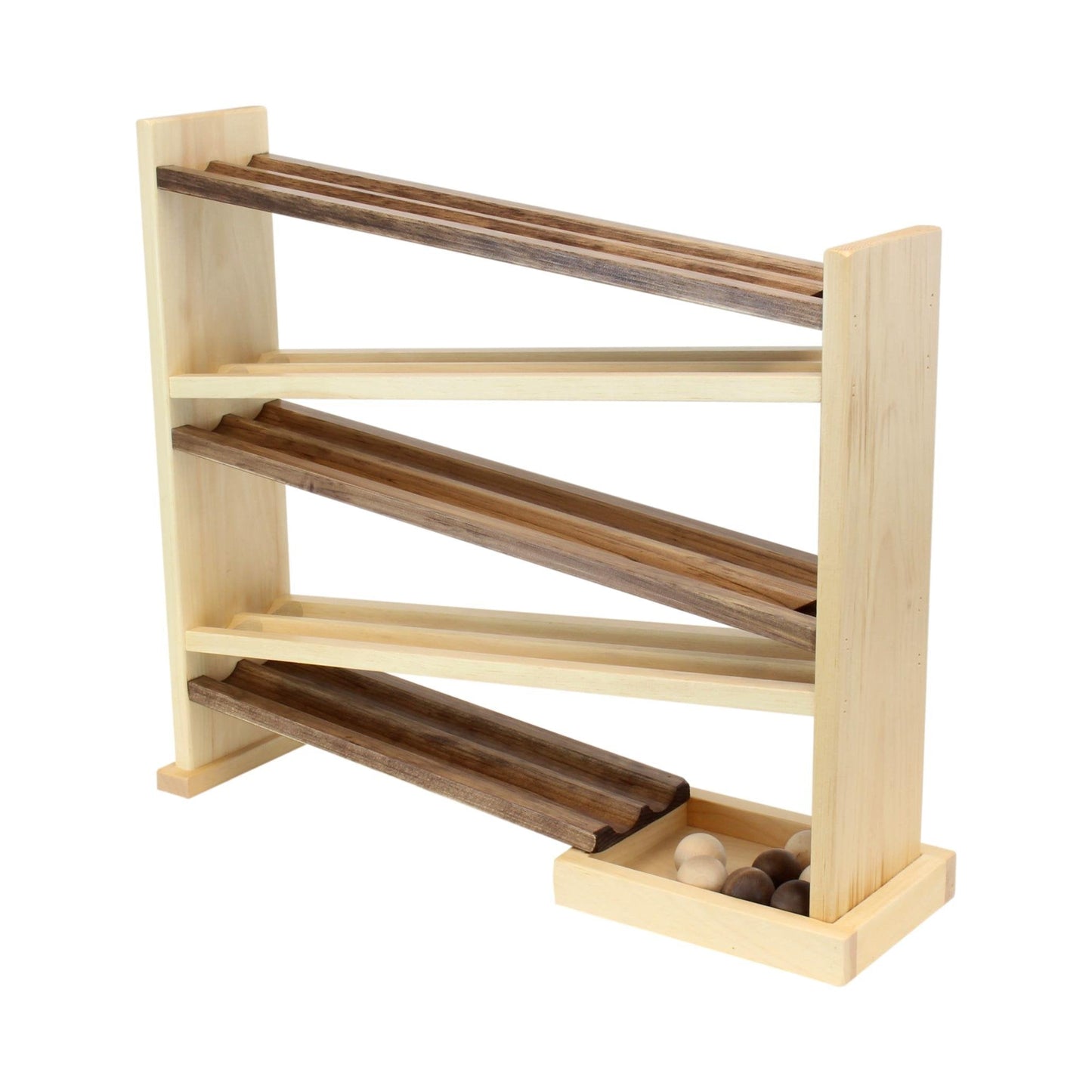 Wooden Ball Roller Racetrack Toy, Amish-Made, with 8 Wooden Balls - Chickadees Wooden Toys