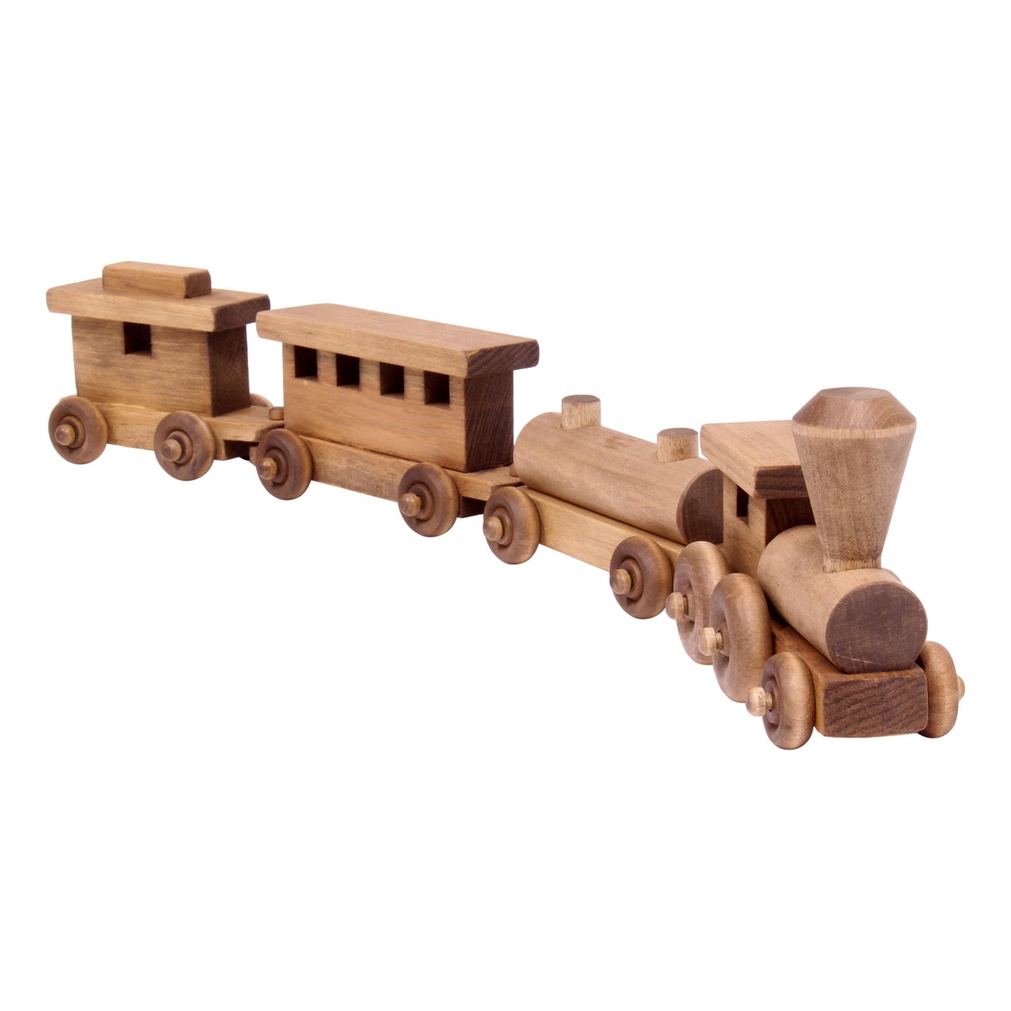 Wooden Toy Train Play Set, 24" Long, Kid-Safe Finish, Amish-Made - Chickadees Wooden Toys