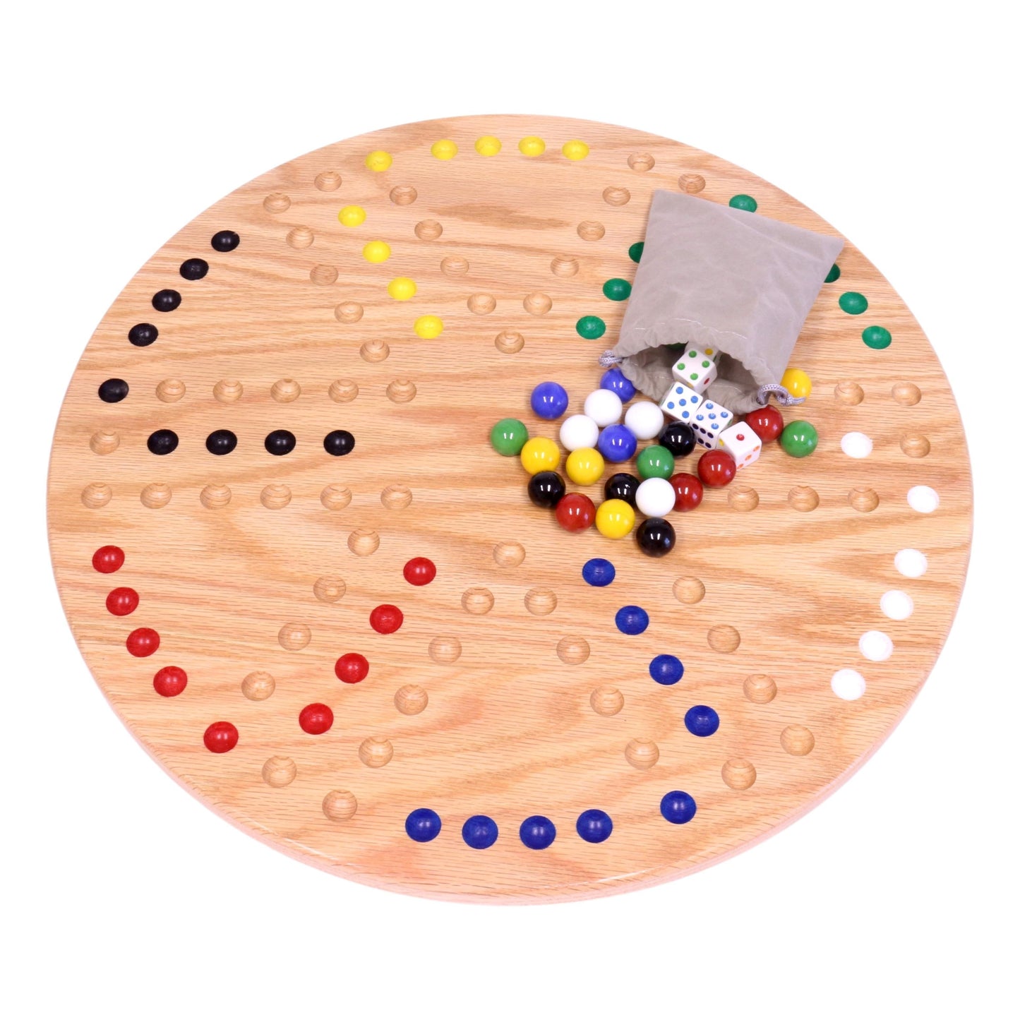 Round Aggravation Game Board Set - Solid Oak Wood - Double-Sided - Chickadees Wooden Toys