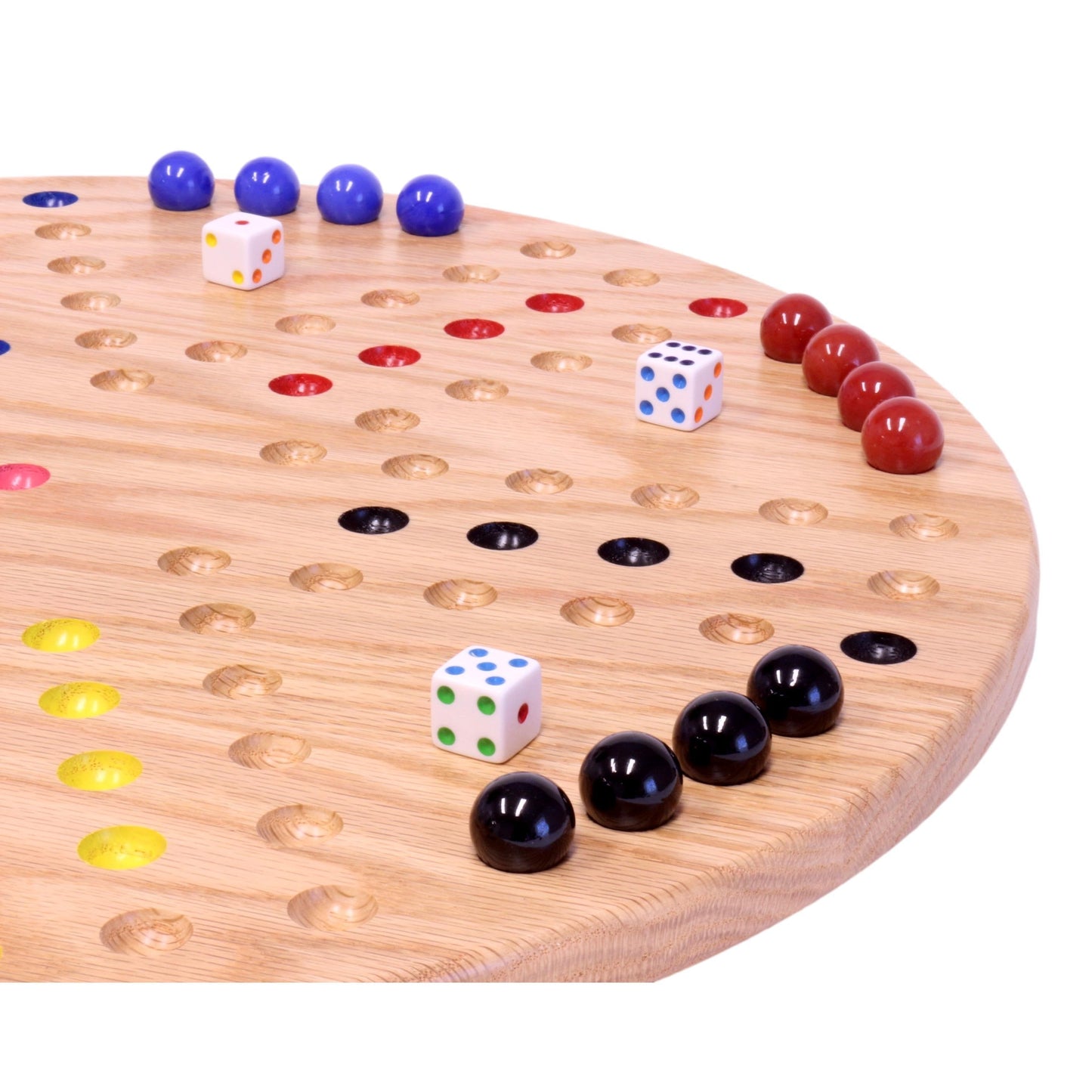 Round Aggravation Game Board Set - Solid Oak Wood - Double-Sided - Chickadees Wooden Toys