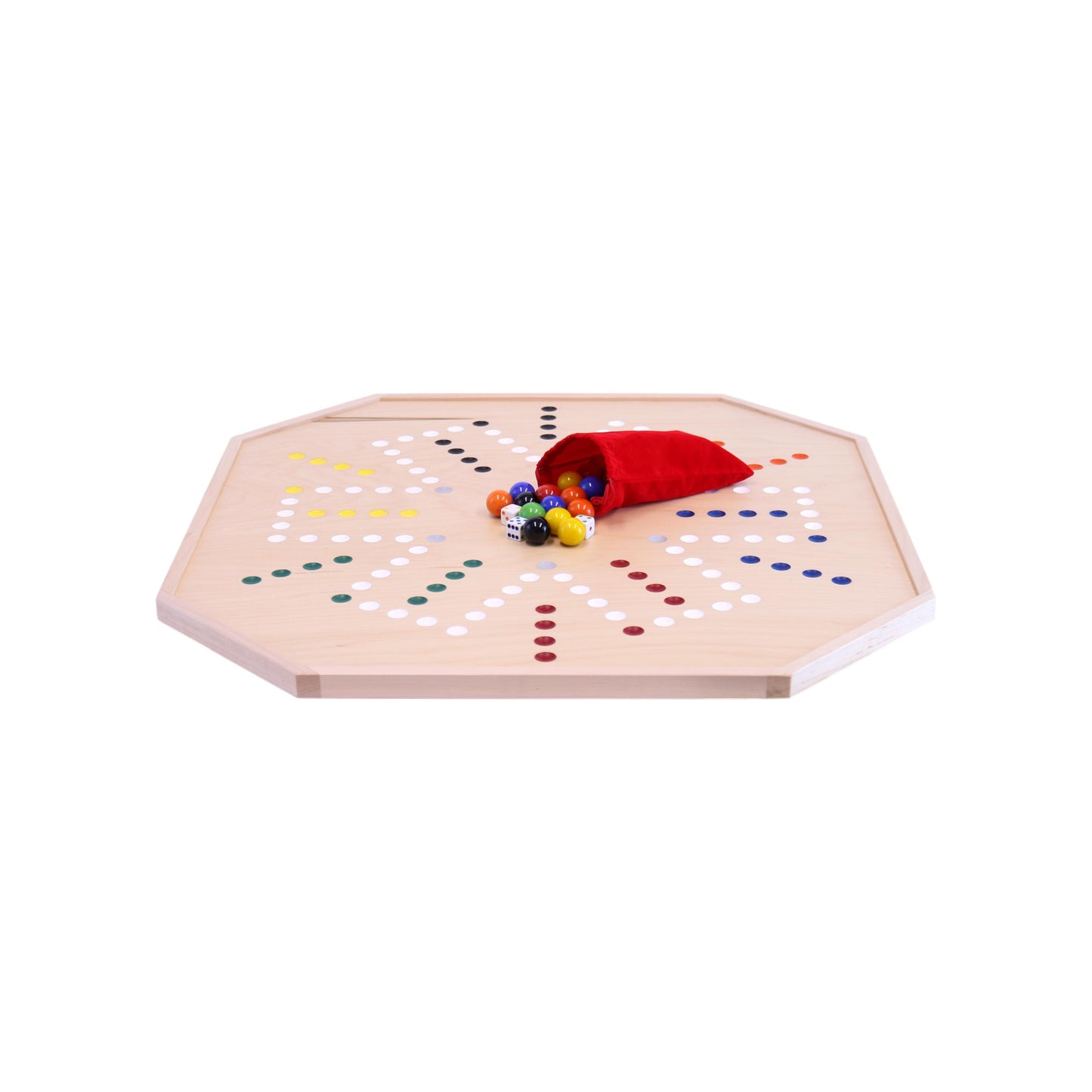 Aggravation and Chinese Checkers Combo Game Board Set - 25" Wide - Maple Wood - with Large 1" Marbles and Dice - Chickadees Wooden Toys