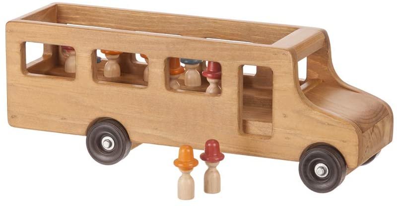 Amish-Made Wooden School Bus Toy, Child Safe Finish - Chickadees Wooden Toys