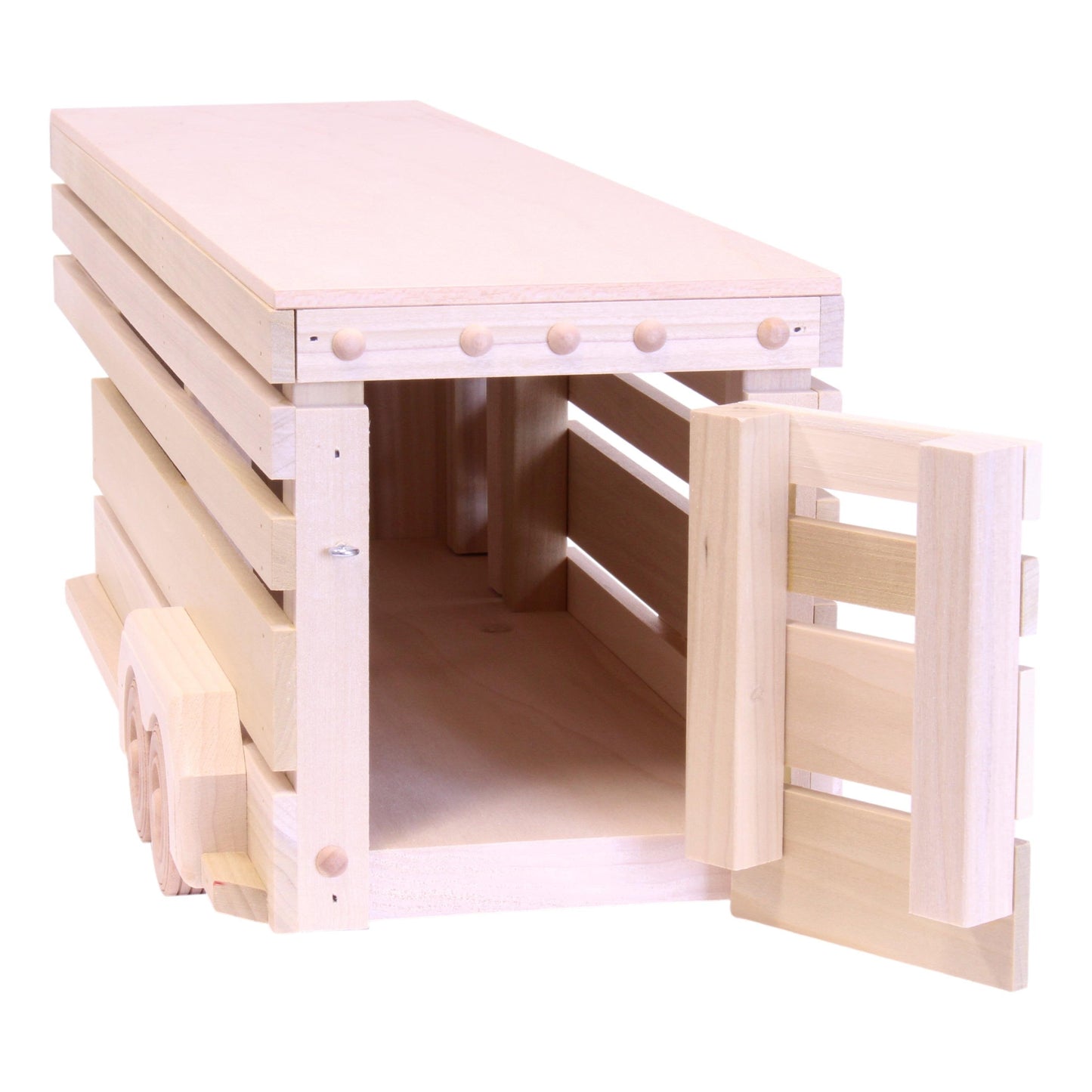 Amish-Made Wooden Gooseneck Livestock Trailer Toy - Chickadees Wooden Toys