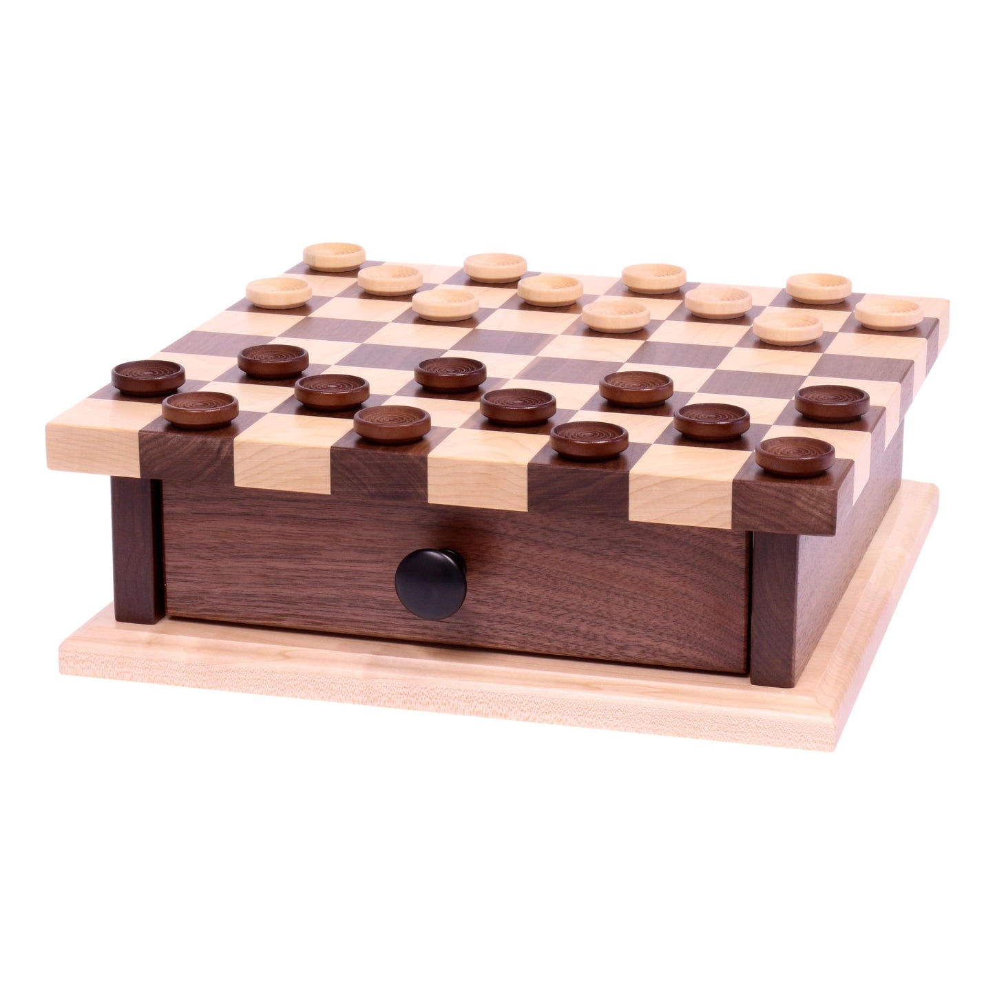 Deluxe Chess/Checkers Wooden Game Board Set - with Pullout Drawer - Chickadees Wooden Toys