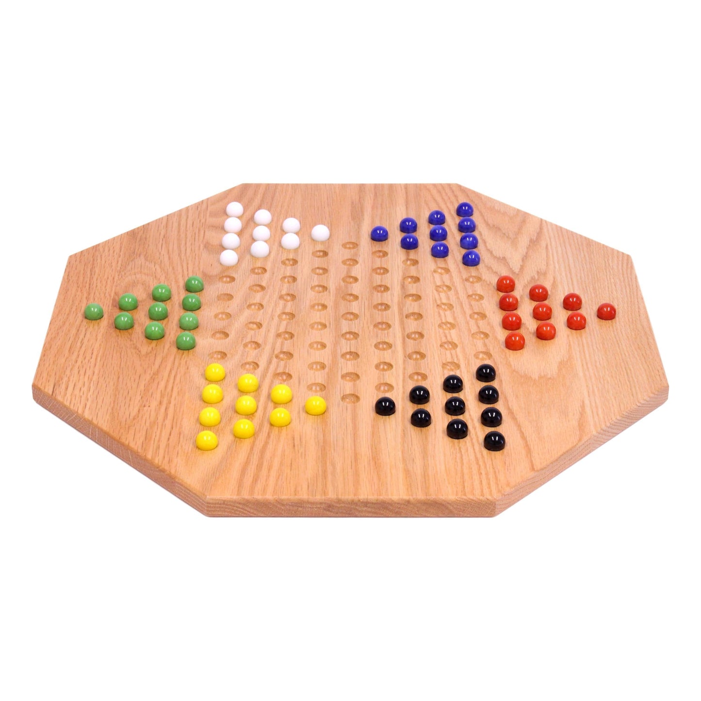 Hand-Painted Oak Wooden Chinese Checkers Board Game, 19" Wide - Chickadees Wooden Toys
