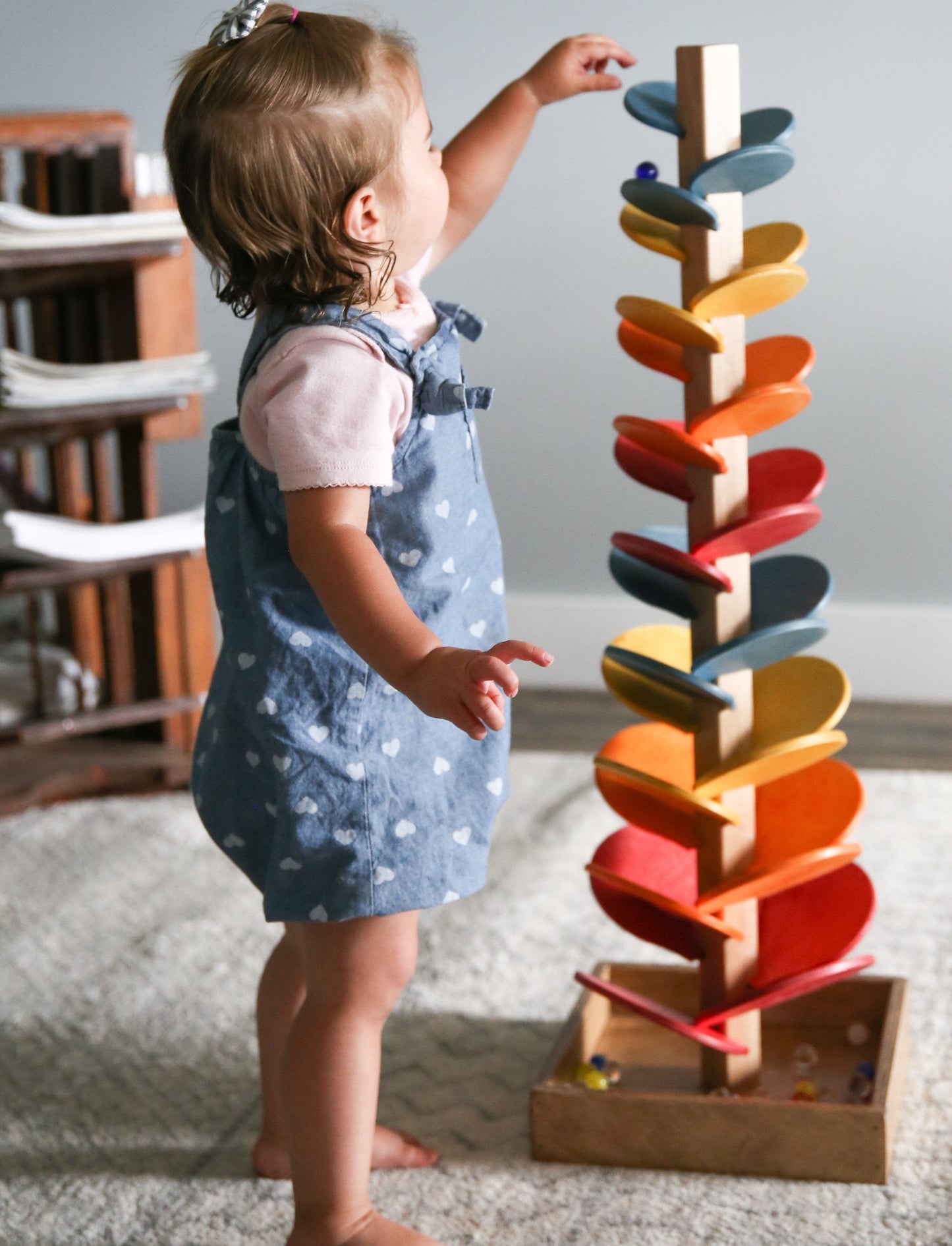 Marble Tree Wooden Toy - Child-Safe Finish - Pack of Marbles Included - Chickadees Wooden Toys